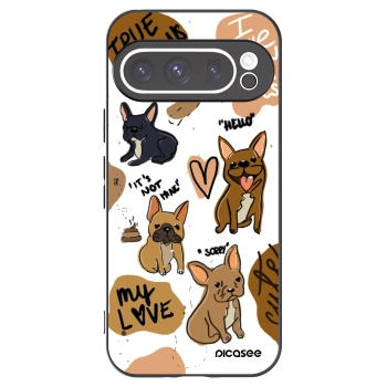 Picasee Μαύρη θήκη σιλικόνης για Google Pixel 9 Pro - Frenchies