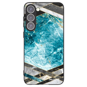 Picasee Μαύρη θήκη σιλικόνης για Samsung Galaxy S23+ 5G - Blue geometry