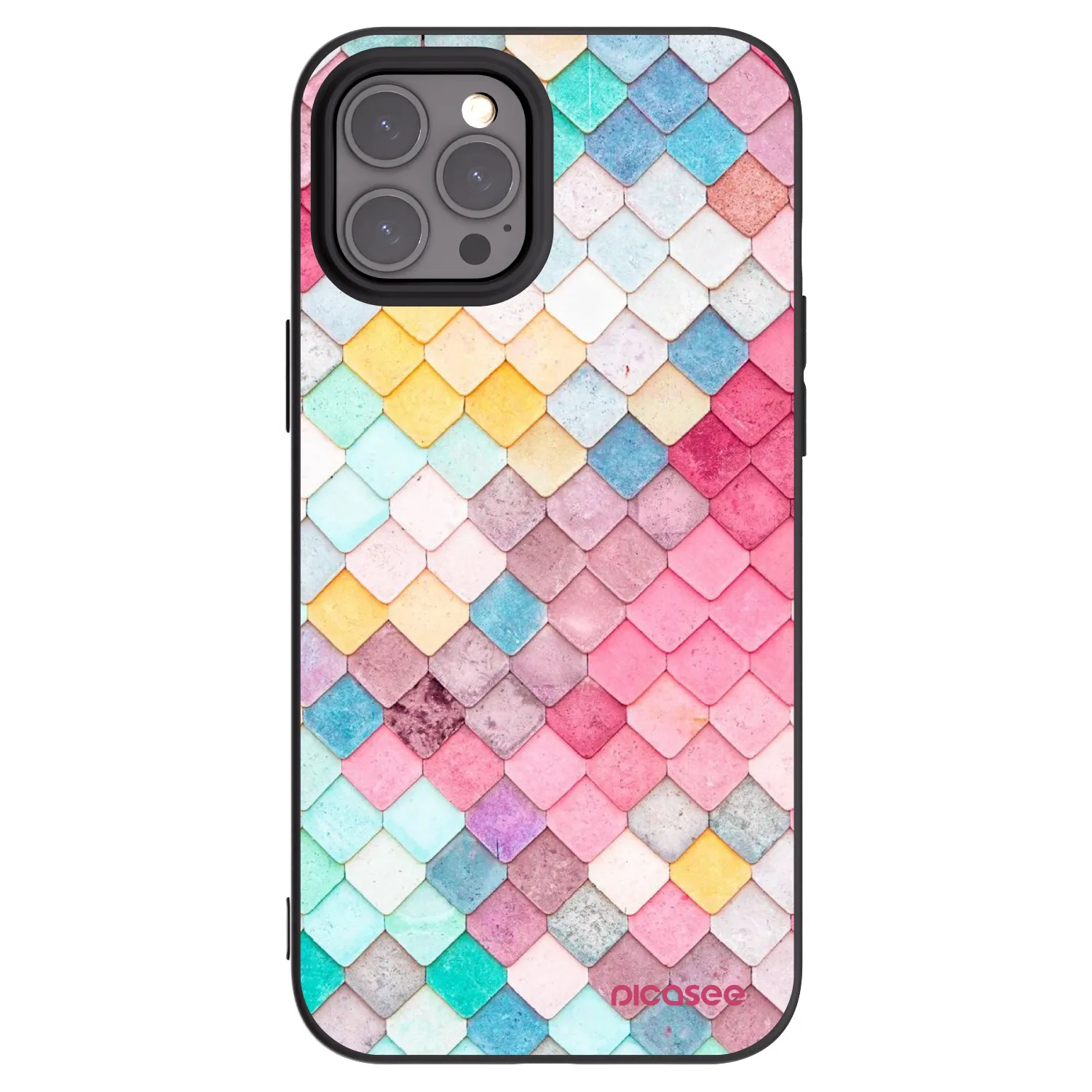 Picasee Μαύρη θήκη σιλικόνης για Apple iPhone 12 Pro Max - Colorful roof
