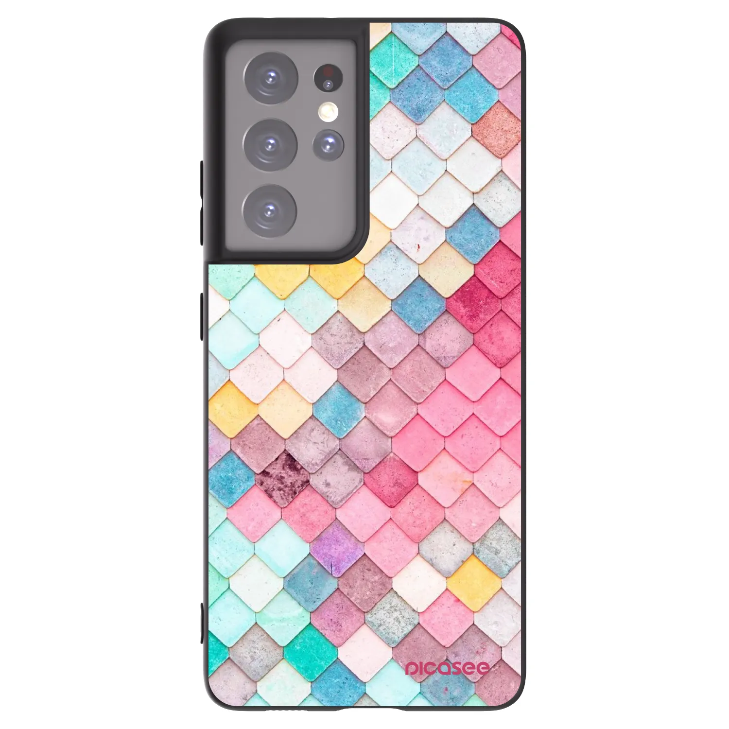 Picasee Μαύρη θήκη σιλικόνης για Samsung Galaxy S21 Ultra 5G G998B - Colorful roof