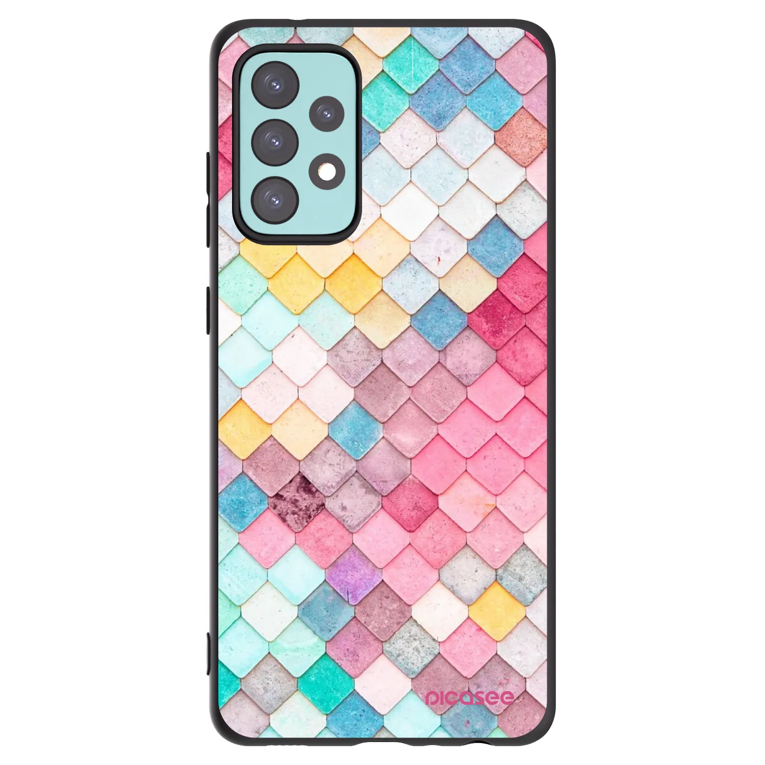 Picasee Μαύρη θήκη σιλικόνης για Samsung Galaxy A72 A725F - Colorful roof