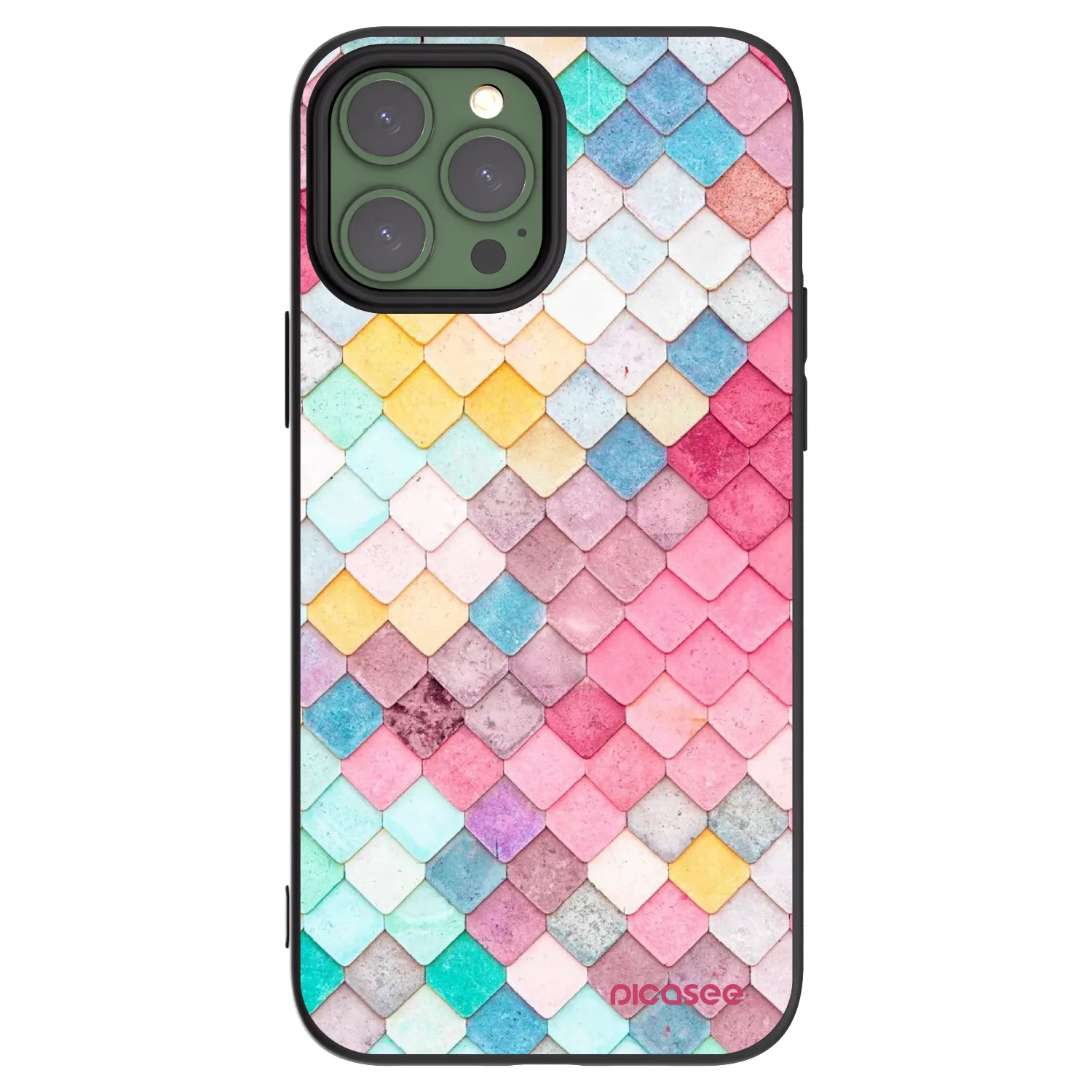 Picasee Μαύρη θήκη σιλικόνης για Apple iPhone 13 Pro Max - Colorful roof