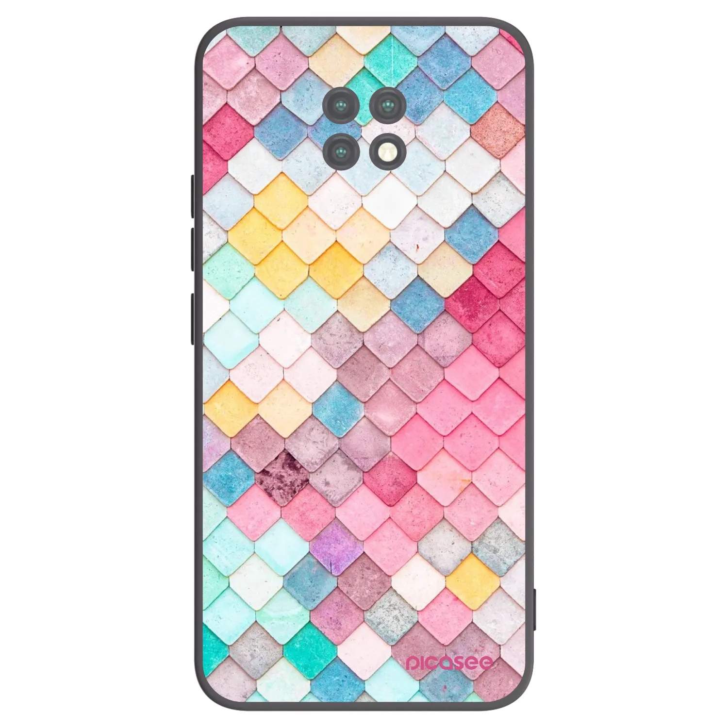 Picasee Μαύρη θήκη σιλικόνης για Xiaomi Redmi Note 9T - Colorful roof