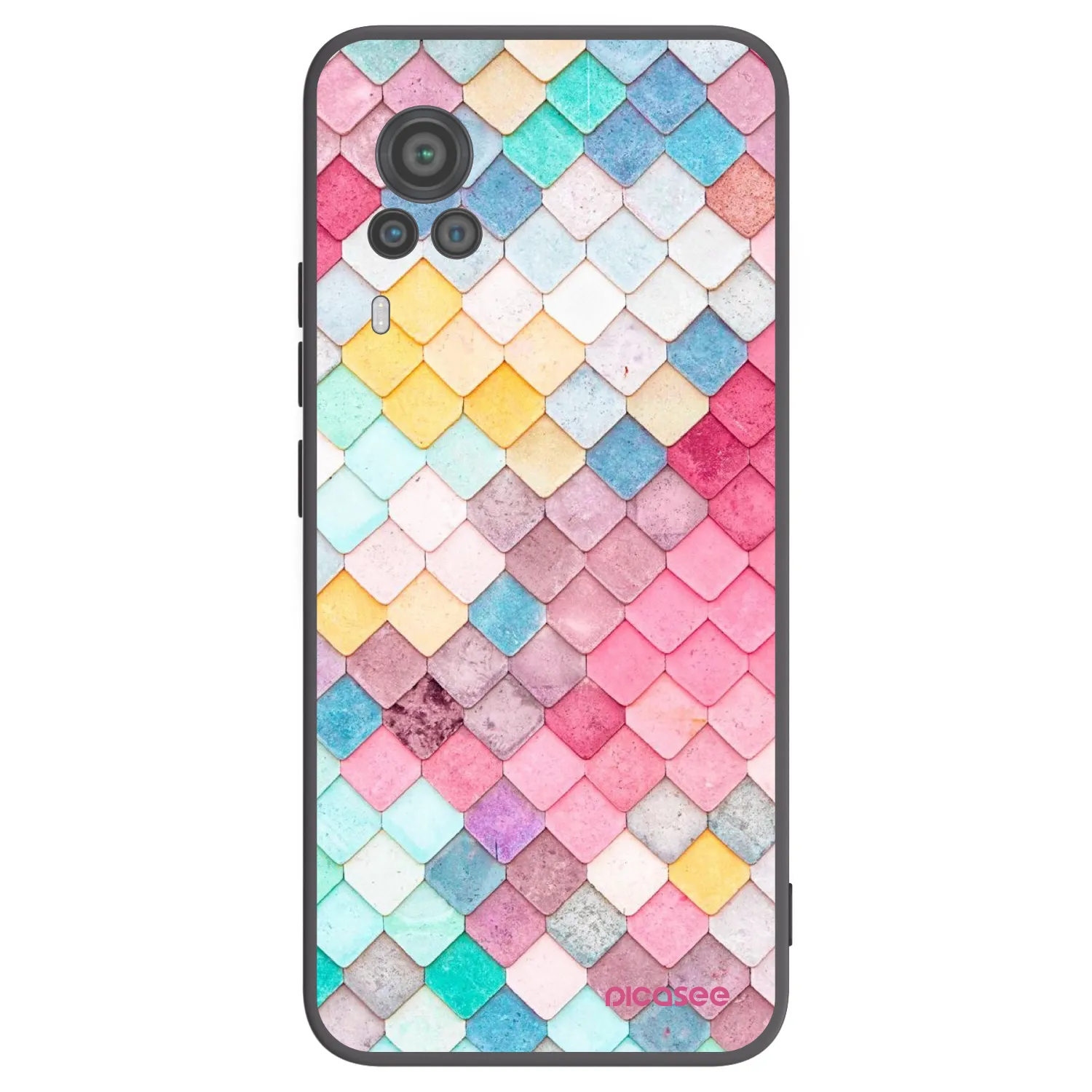 Picasee Μαύρη θήκη σιλικόνης για Vivo X60 Pro 5G - Colorful roof
