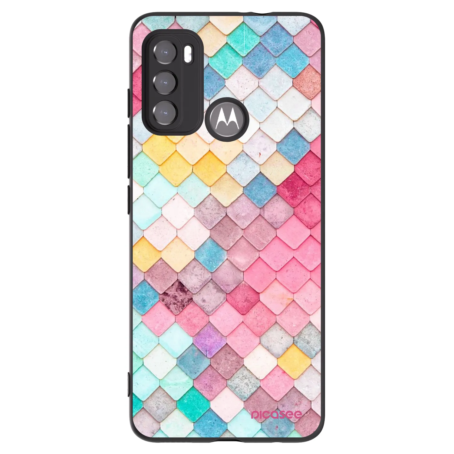 Picasee Μαύρη θήκη σιλικόνης για Motorola Moto G60 - Colorful roof