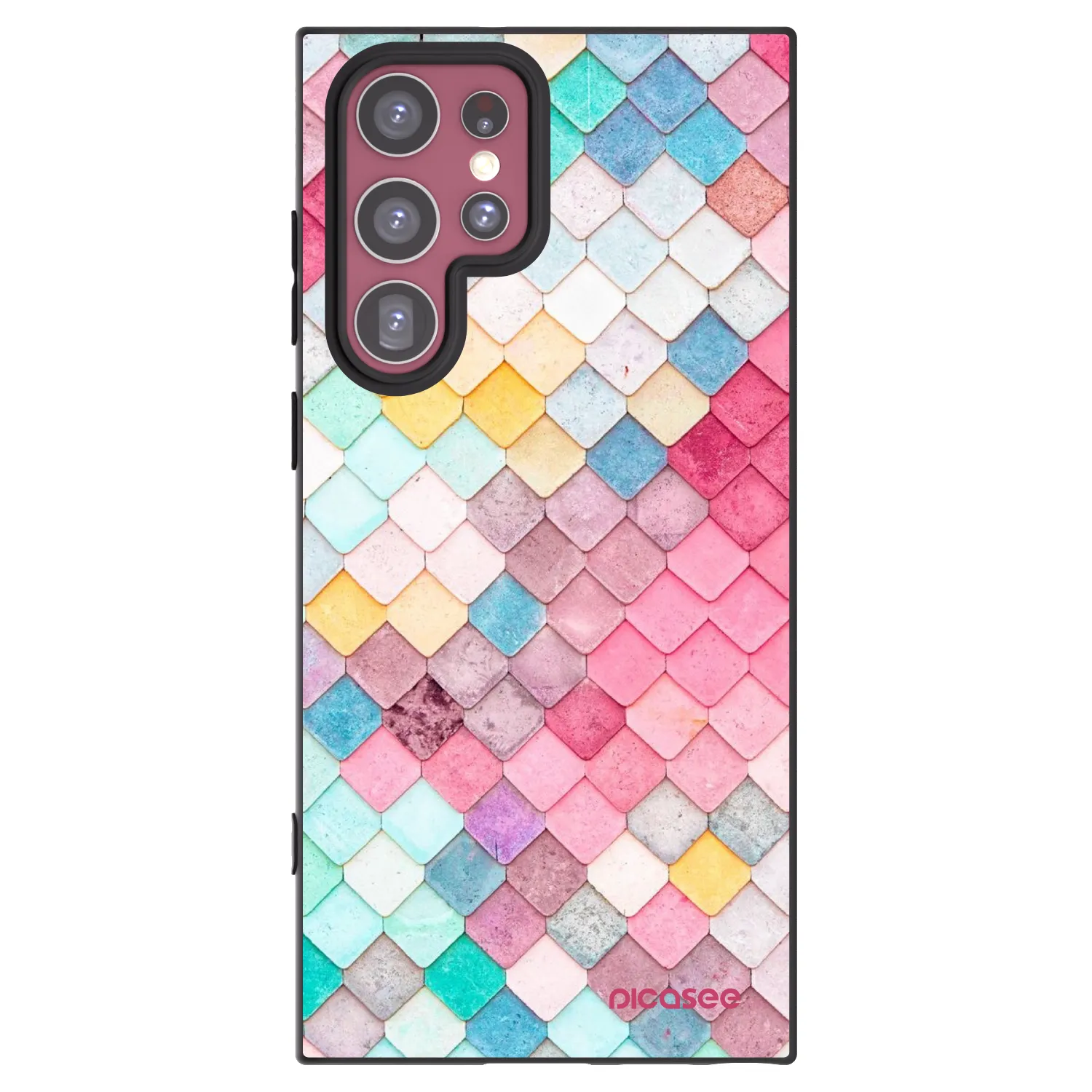 Picasee Μαύρη θήκη σιλικόνης για Samsung Galaxy S22 Ultra 5G - Colorful roof