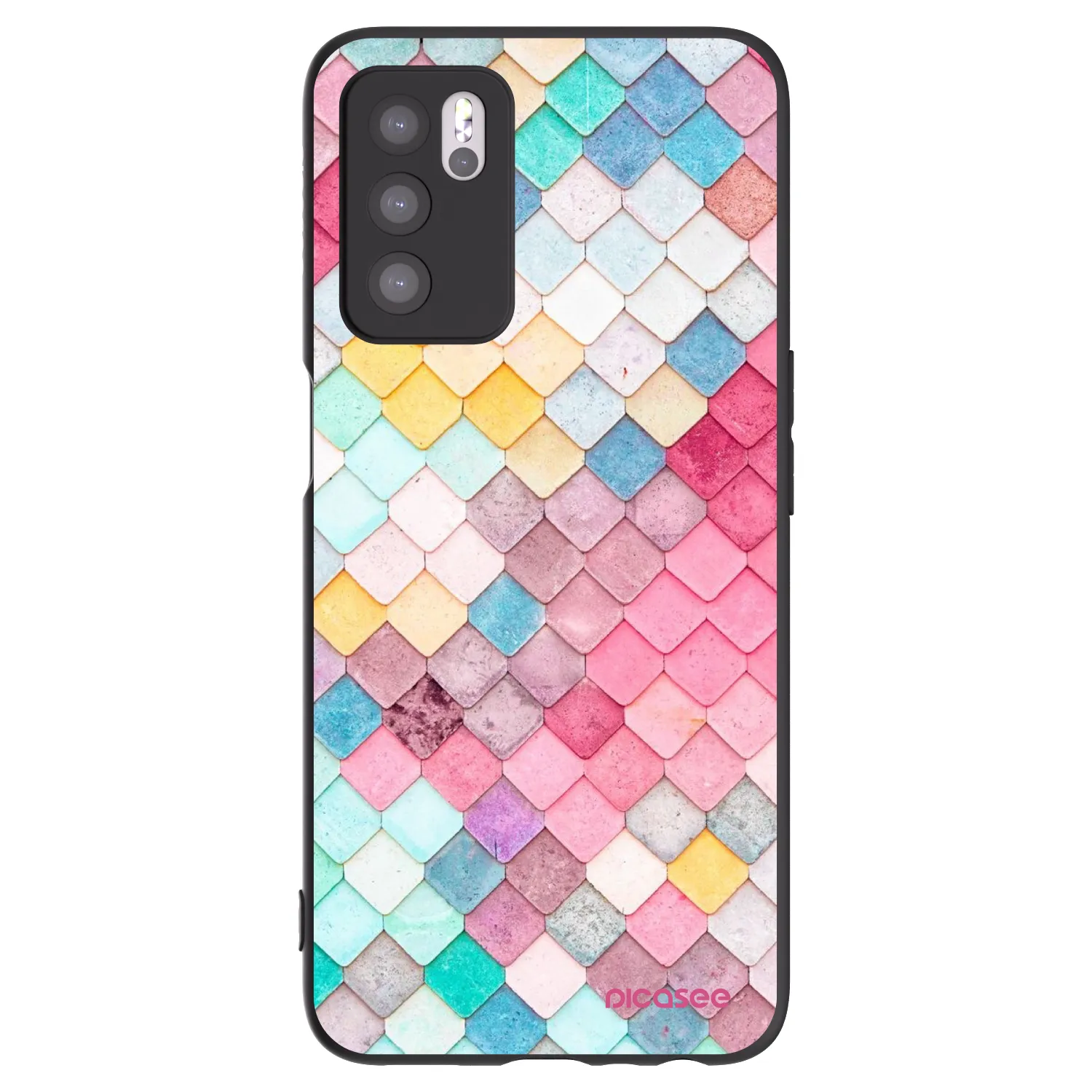Picasee Μαύρη θήκη σιλικόνης για OPPO A16s - Colorful roof