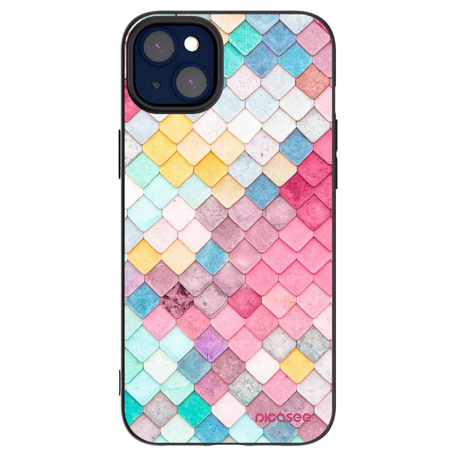 Picasee Μαύρη θήκη σιλικόνης για Apple iPhone 14 Plus - Colorful roof