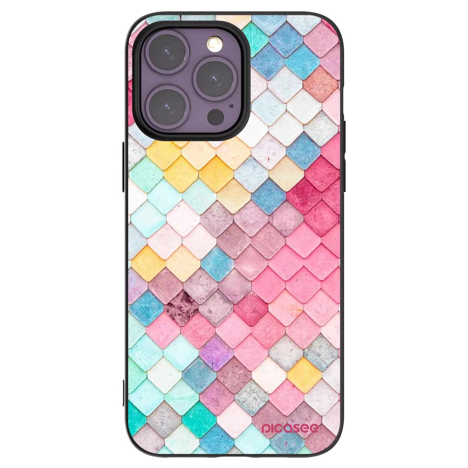 Picasee Μαύρη θήκη σιλικόνης για Apple iPhone 14 Pro Max - Colorful roof