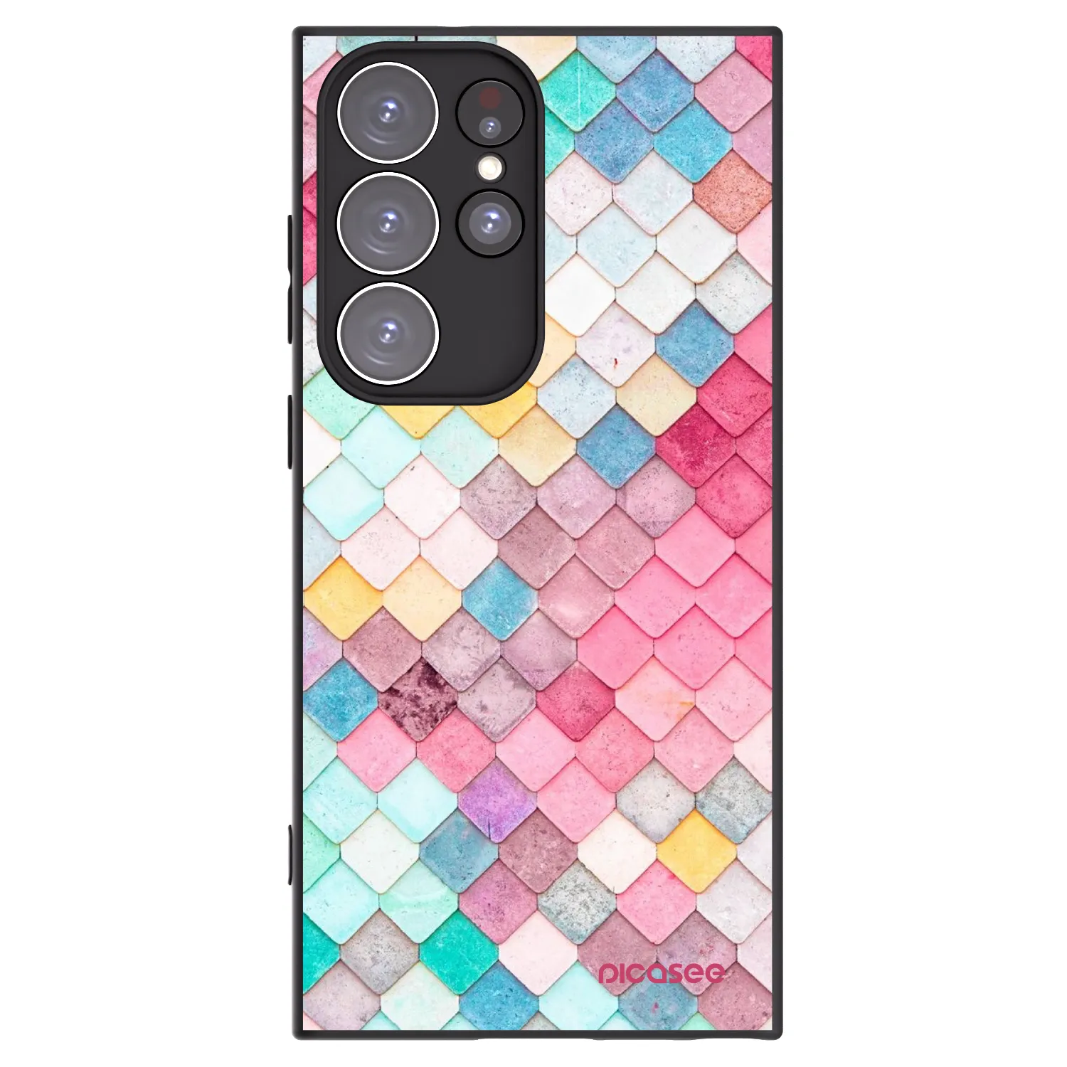 Picasee Μαύρη θήκη σιλικόνης για Samsung Galaxy S23 Ultra 5G - Colorful roof