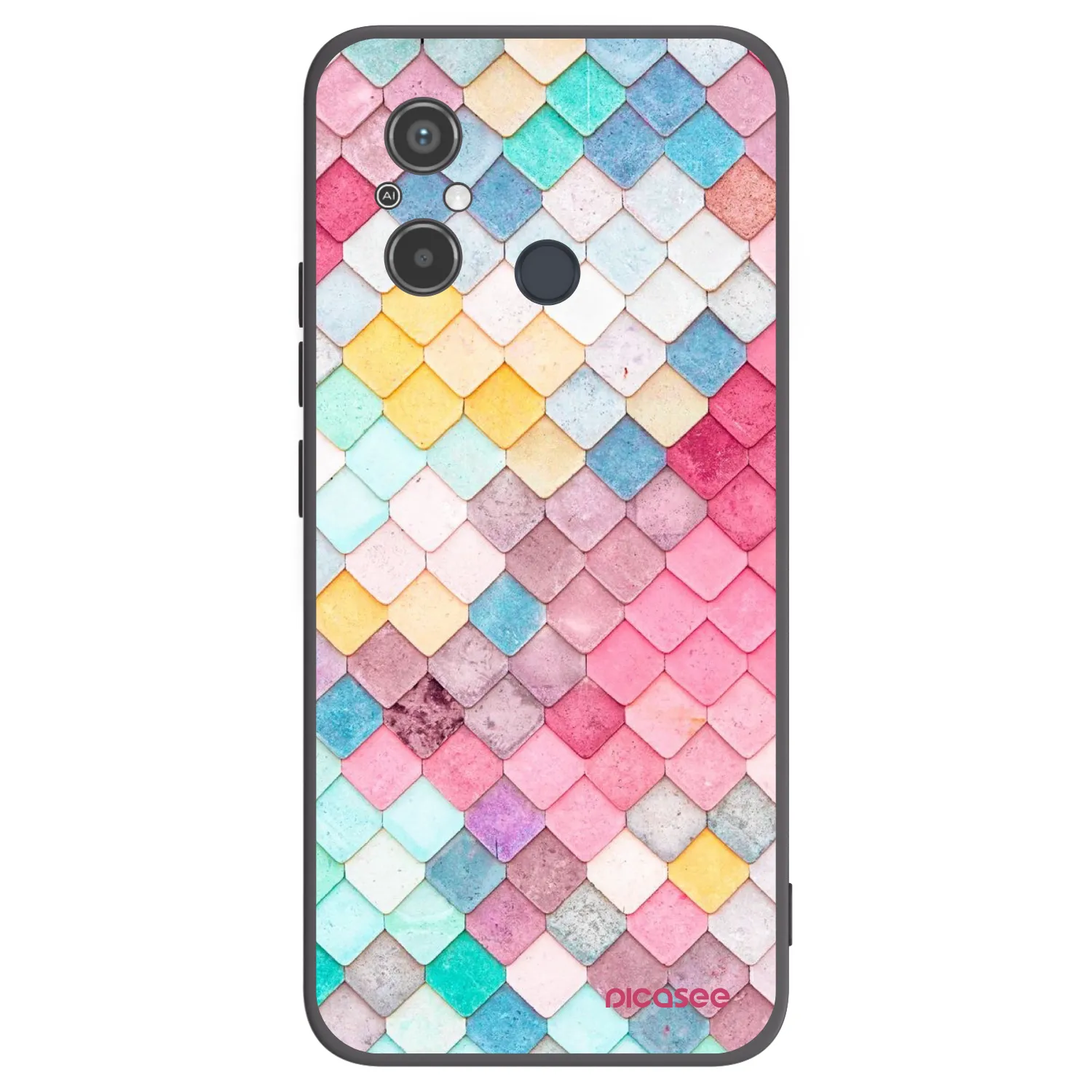 Picasee Μαύρη θήκη σιλικόνης για Xiaomi Redmi 12C - Colorful roof