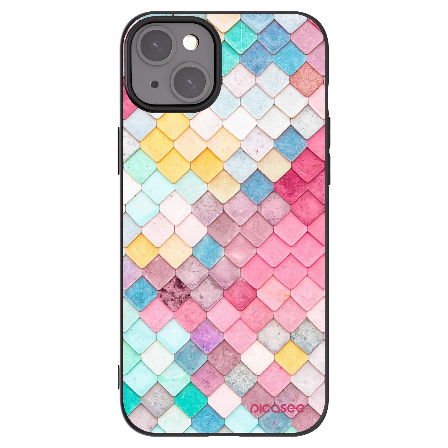 Picasee Μαύρη θήκη σιλικόνης για Apple iPhone 15 Plus - Colorful roof