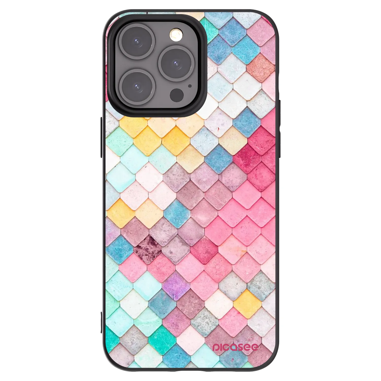 Picasee Μαύρη θήκη σιλικόνης για Apple iPhone 15 Pro Max - Colorful roof