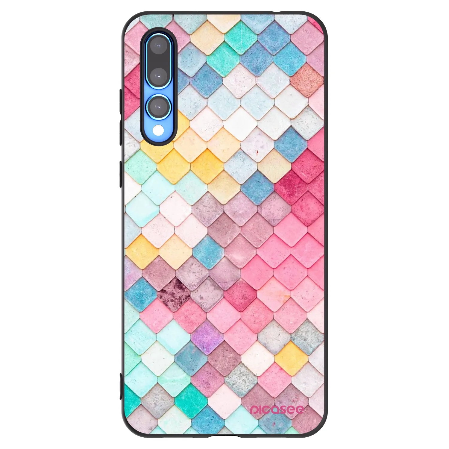 Picasee Μαύρη θήκη σιλικόνης για Huawei P20 Pro - Colorful roof