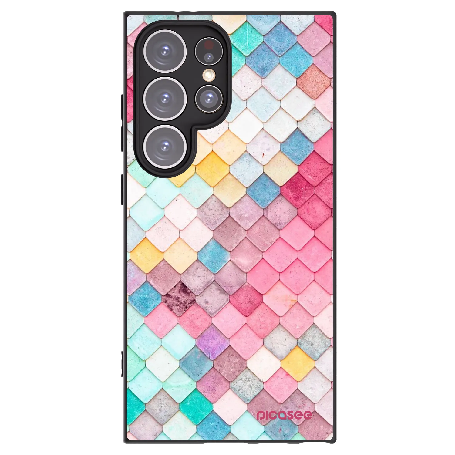 Picasee Μαύρη θήκη σιλικόνης για Samsung Galaxy S24 Ultra S928B 5G - Colorful roof