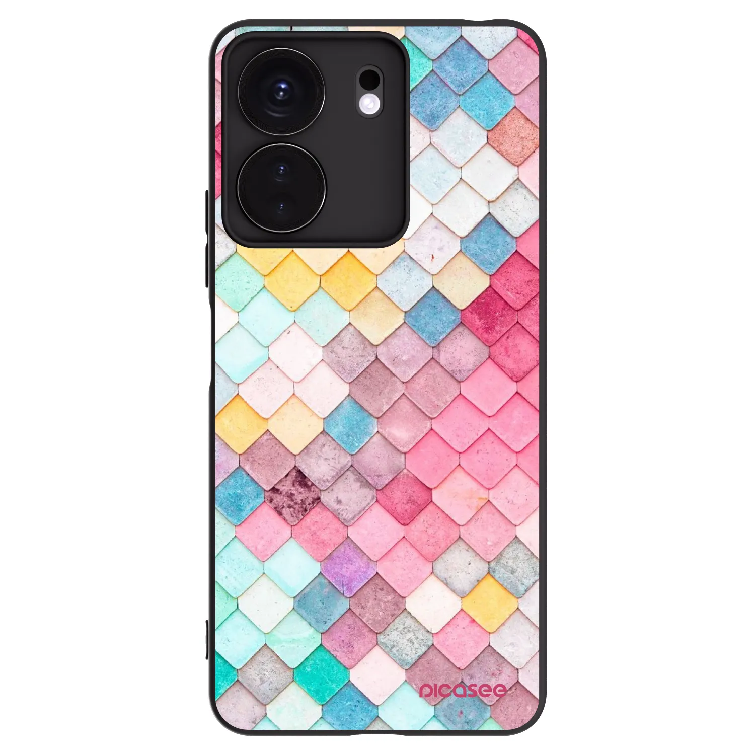 Picasee Μαύρη θήκη σιλικόνης για Xiaomi Redmi 13C 4G - Colorful roof