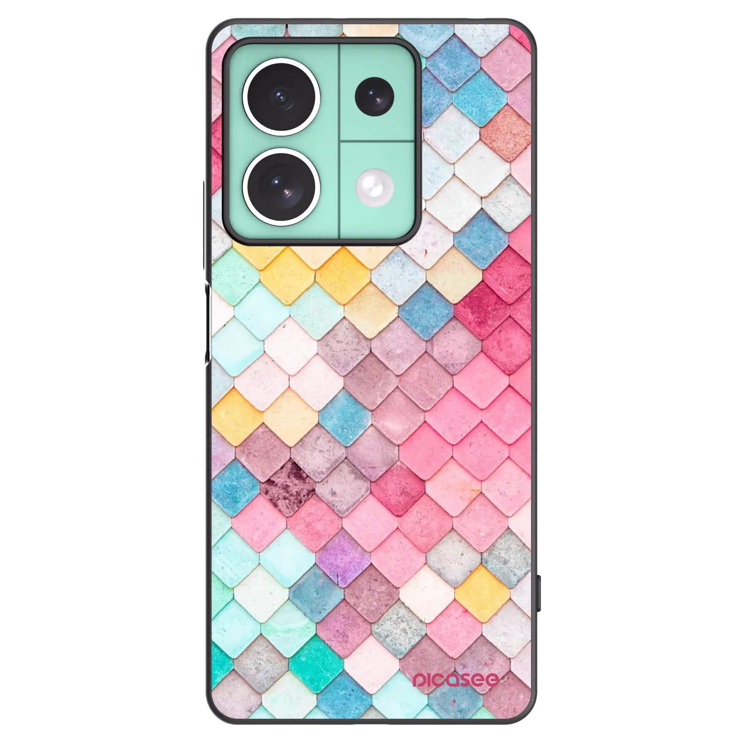 Picasee Μαύρη θήκη σιλικόνης για Xiaomi Redmi Note 13 5G - Colorful roof