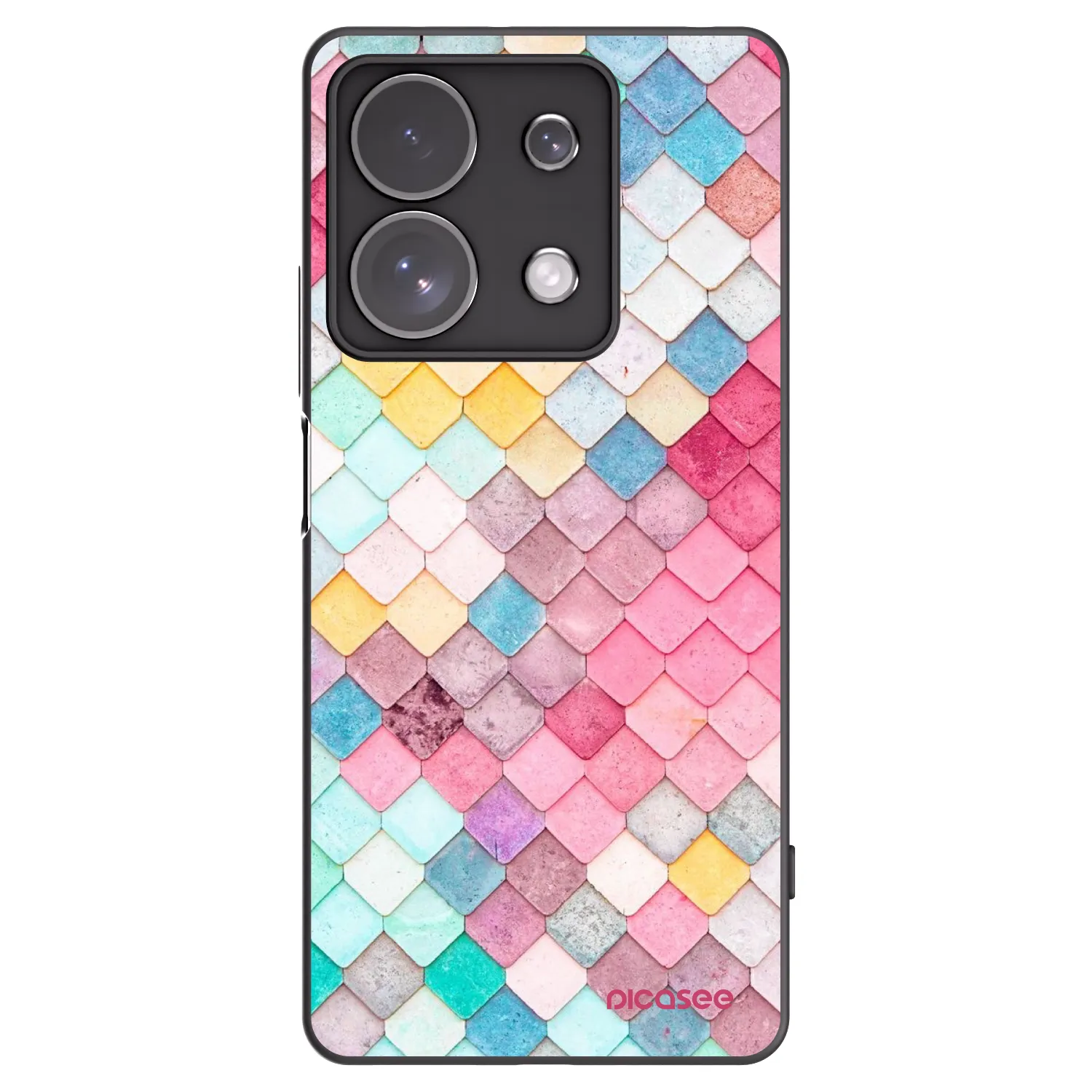 Picasee Μαύρη θήκη σιλικόνης για Xiaomi Redmi Note 13 Pro 4G - Colorful roof