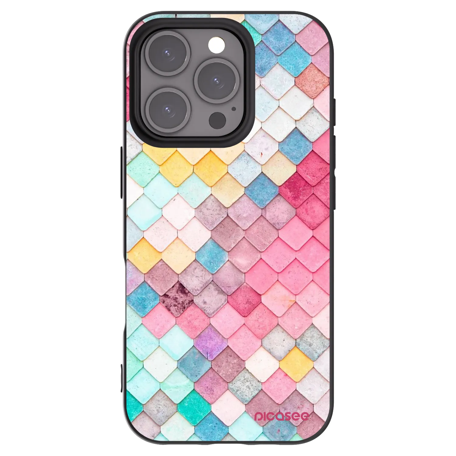 Picasee Μαύρη θήκη σιλικόνης για Apple iPhone 16 Pro - Colorful roof
