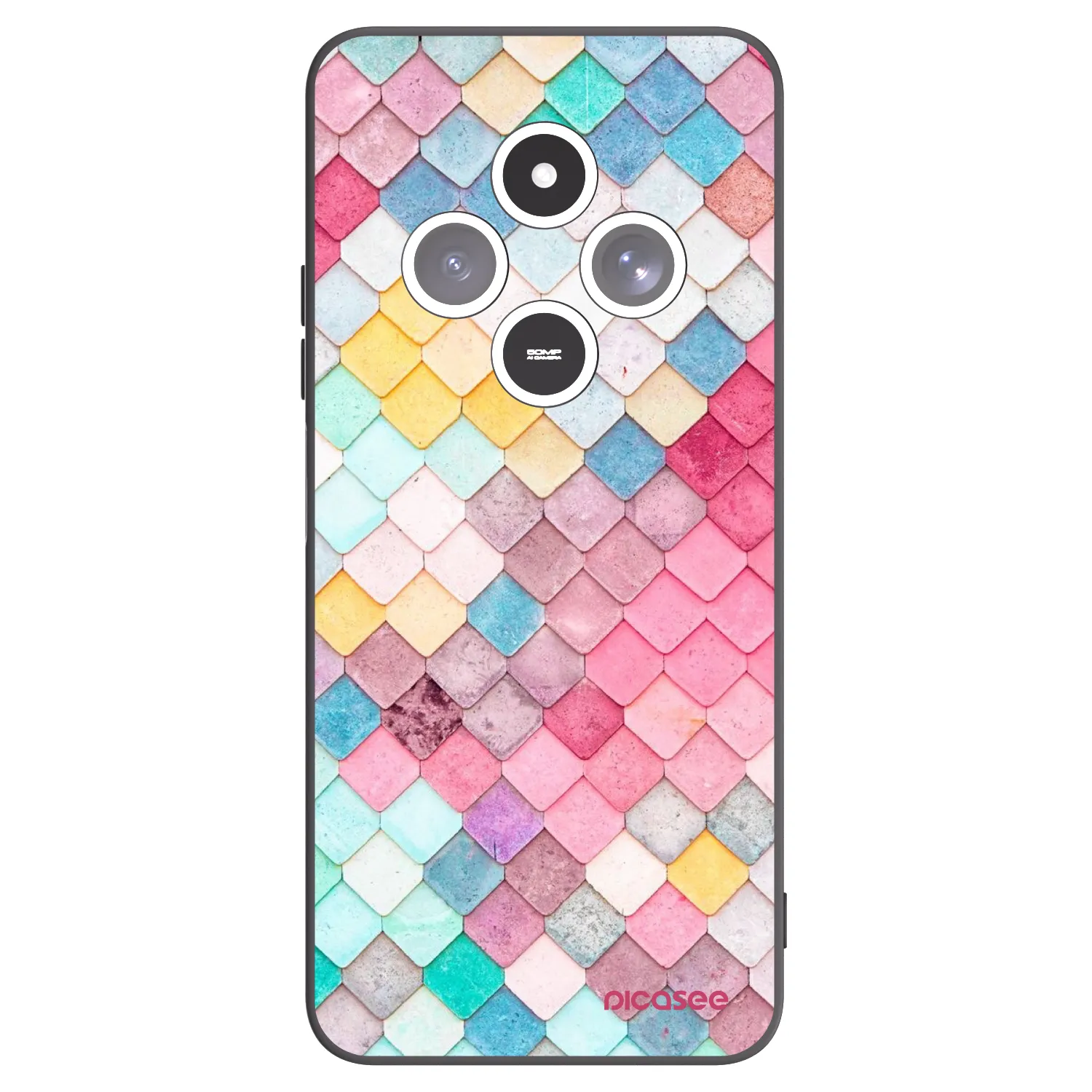 Picasee Μαύρη θήκη σιλικόνης για Xiaomi Redmi 14C - Colorful roof