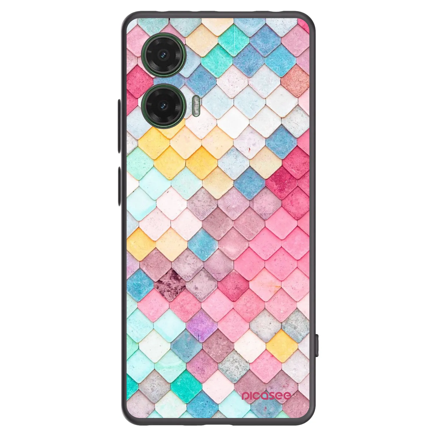 Picasee Μαύρη θήκη σιλικόνης για Motorola Moto G35 5G - Colorful roof