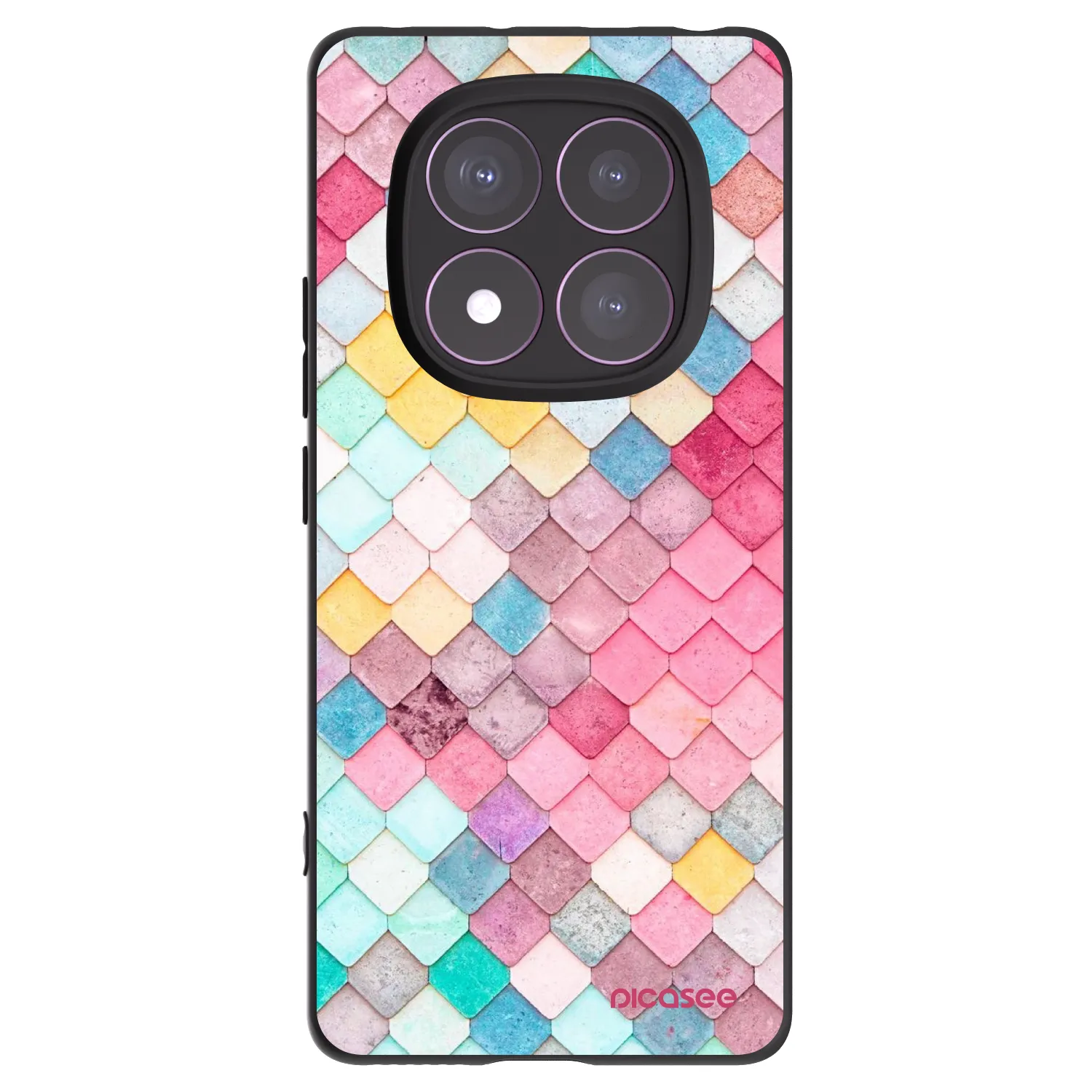 Picasee Μαύρη θήκη σιλικόνης για Xiaomi Redmi Note 14 Pro 4G - Colorful roof