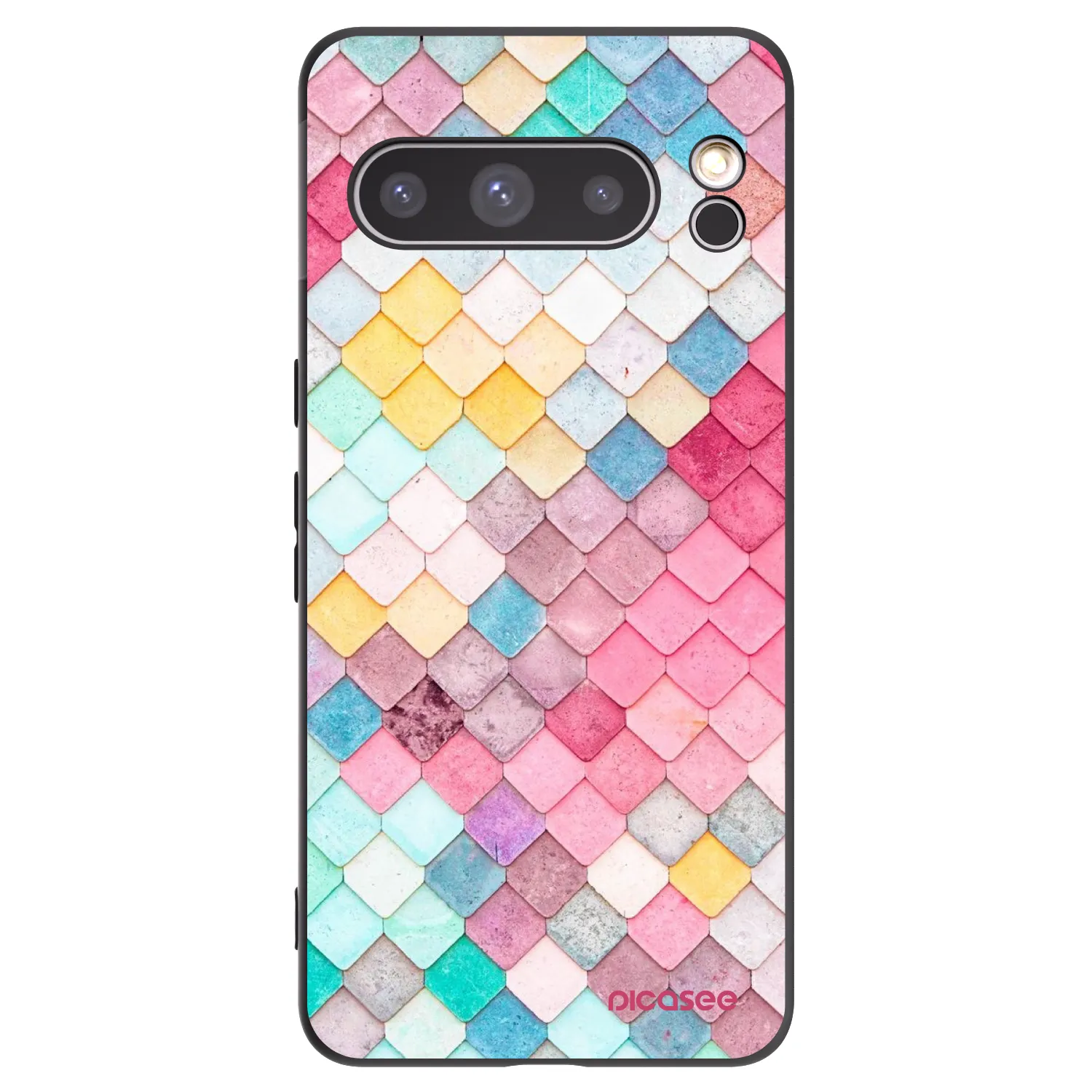 Picasee Μαύρη θήκη σιλικόνης για Google Pixel 8 Pro - Colorful roof