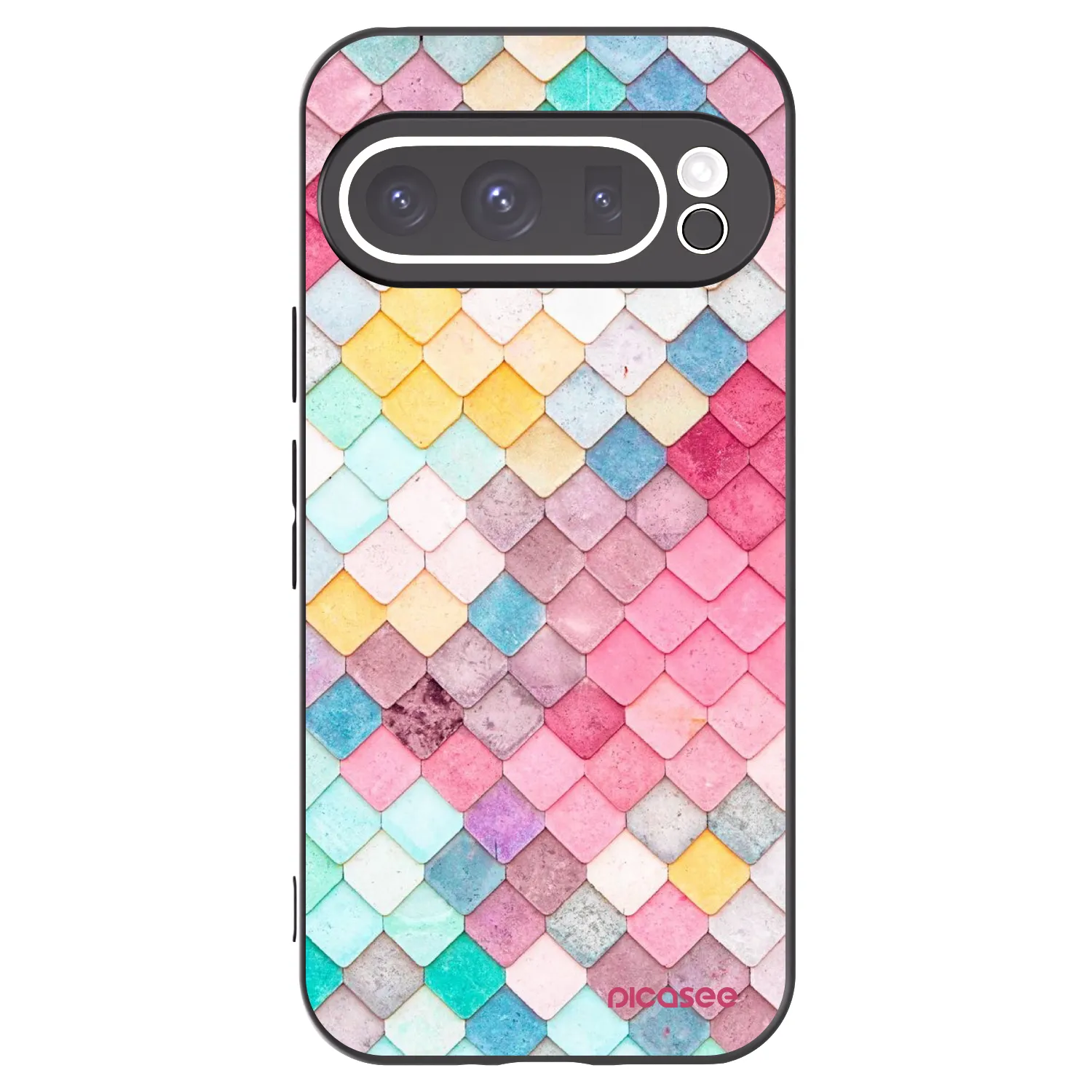 Picasee Μαύρη θήκη σιλικόνης για Google Pixel 9 Pro - Colorful roof