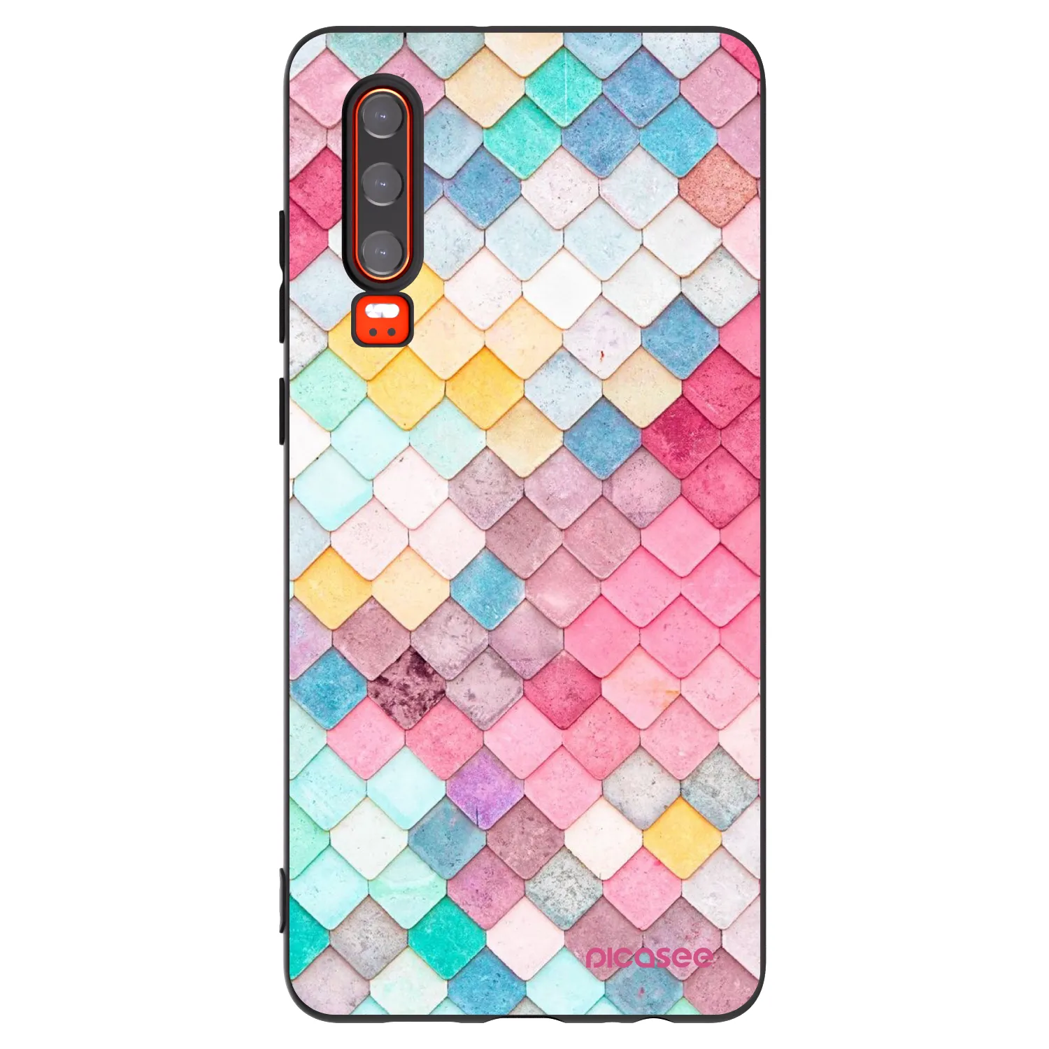 Picasee Μαύρη θήκη σιλικόνης για Huawei P30 - Colorful roof