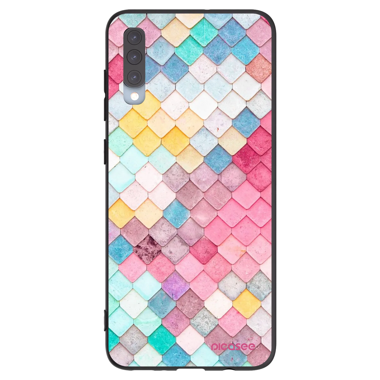 Picasee Μαύρη θήκη σιλικόνης για Samsung Galaxy A70 A705F - Colorful roof