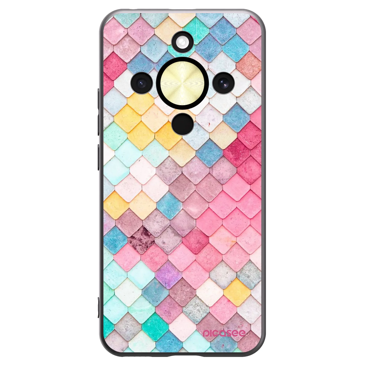 Picasee Μαύρη θήκη σιλικόνης για Honor Magic8 Lite 5G - Colorful roof