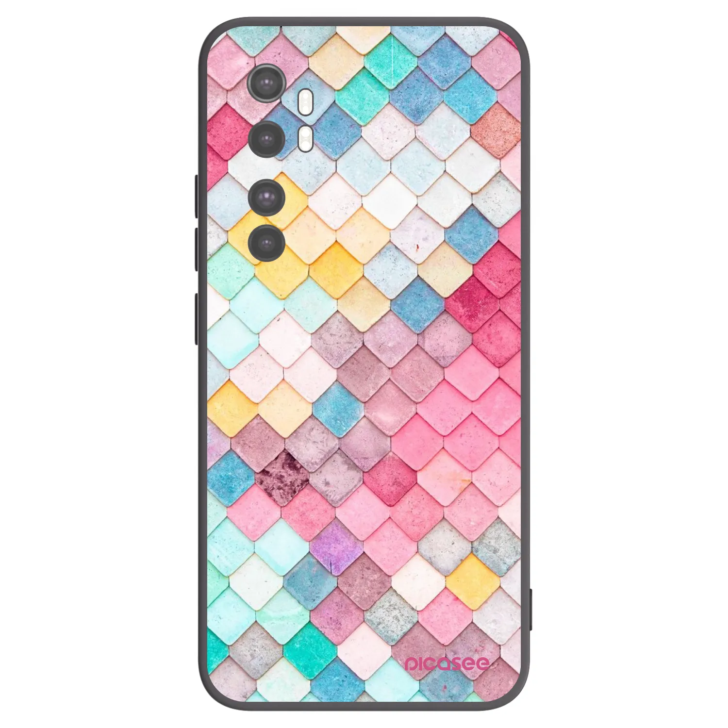 Picasee Μαύρη θήκη σιλικόνης για Xiaomi Mi Note 10 Lite - Colorful roof