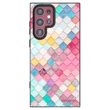 Picasee Μαύρη θήκη σιλικόνης για Samsung Galaxy S22 Ultra 5G - Colorful roof