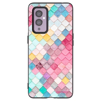 Picasee Μαύρη θήκη σιλικόνης για OnePlus 9 - Colorful roof