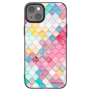 Picasee Μαύρη θήκη σιλικόνης για Apple iPhone 15 Plus - Colorful roof