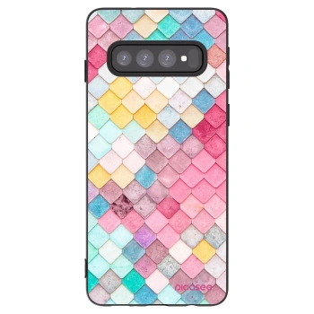 Picasee Μαύρη θήκη σιλικόνης για Samsung Galaxy S10 G973 - Colorful roof