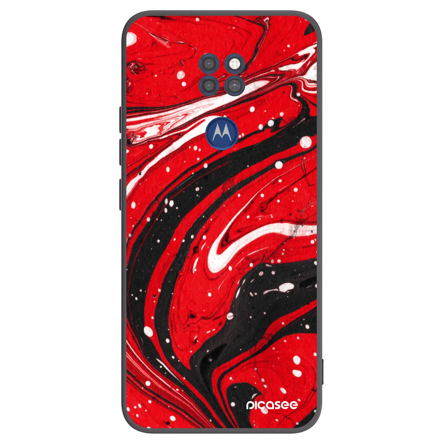 Picasee Μαύρη θήκη σιλικόνης για Motorola Moto G9 Play - Red black