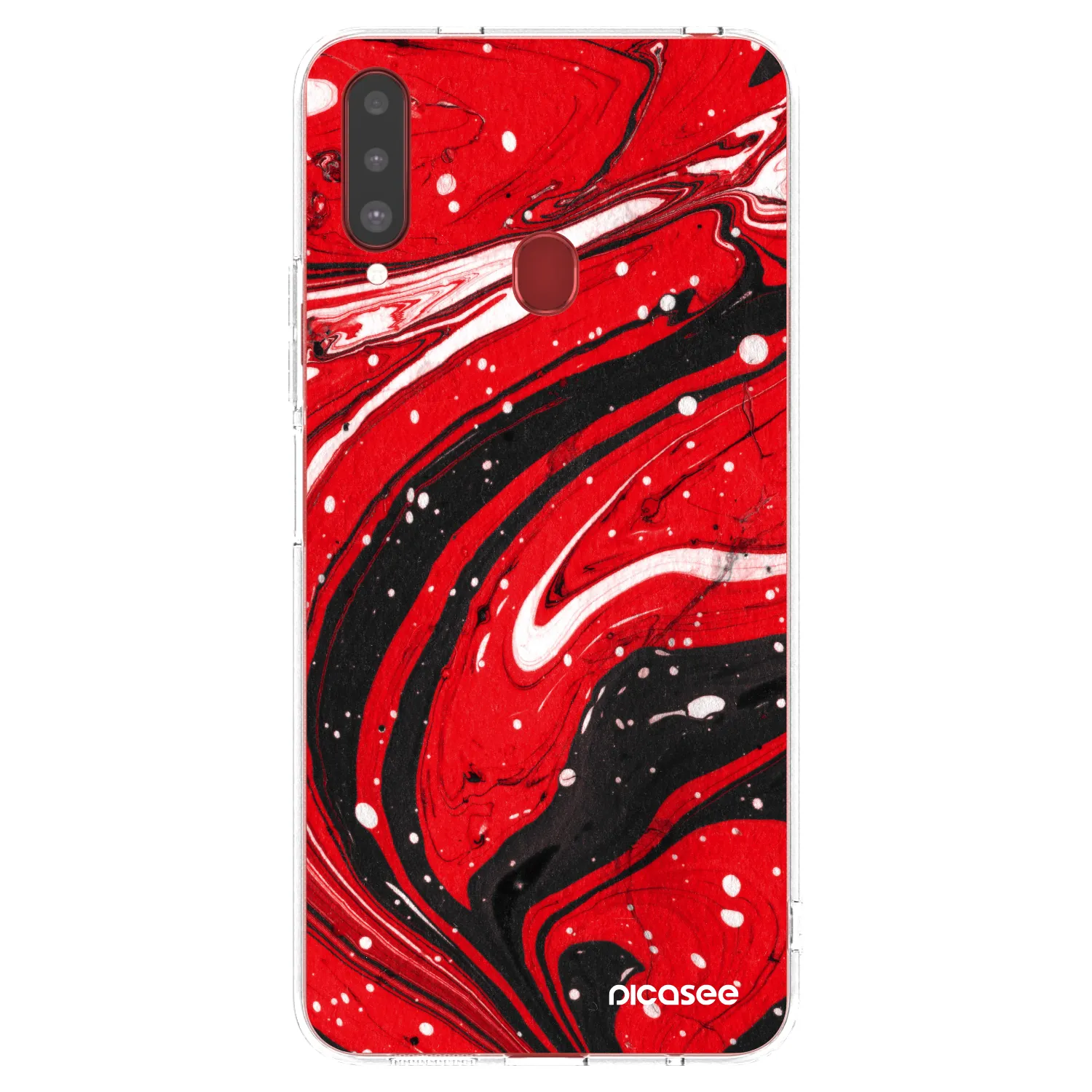 Picasee διαφανής θήκη σιλικόνης Samsung Galaxy A20s - Red black
