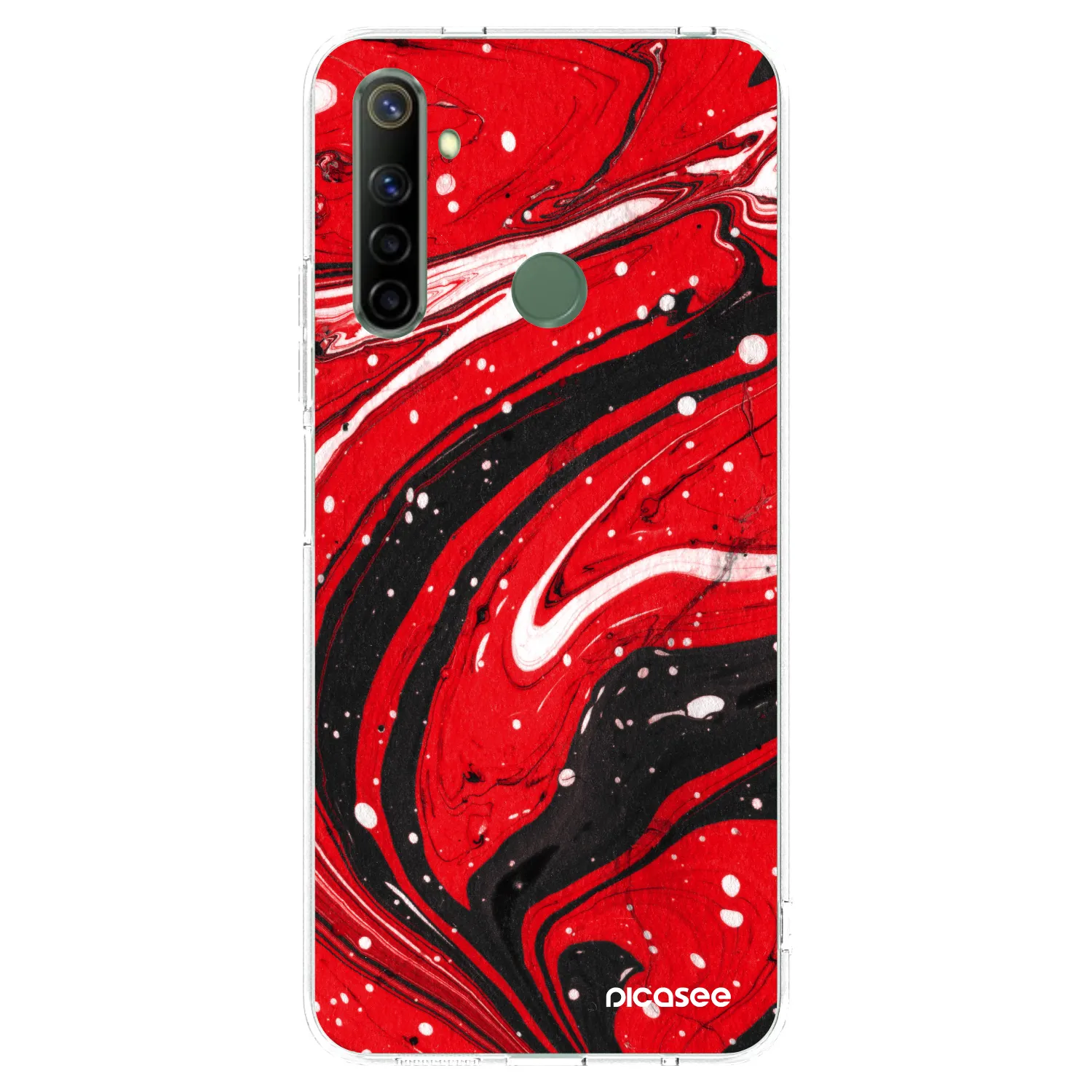 Picasee διαφανής θήκη σιλικόνης Realme 6i - Red black
