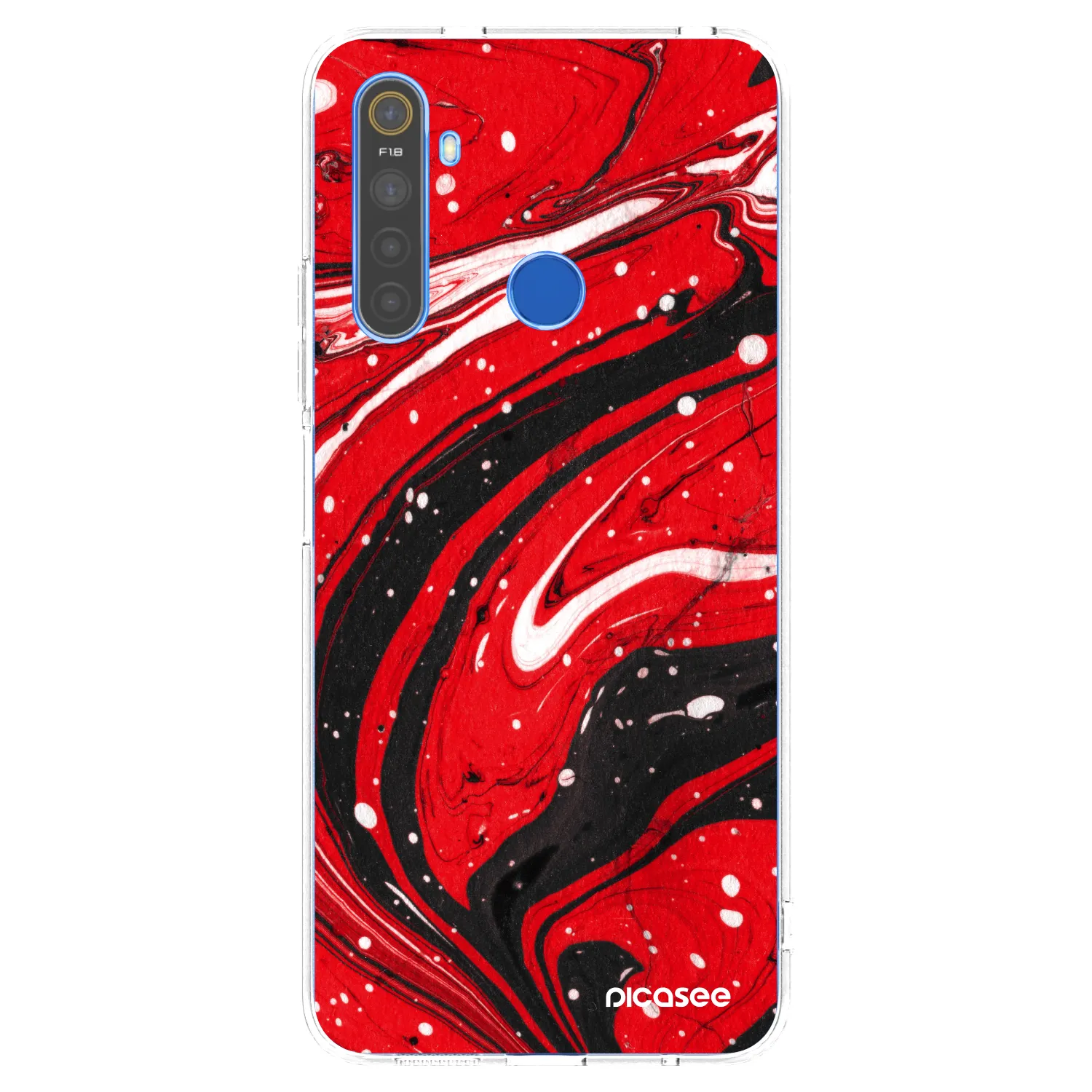 Picasee διαφανής θήκη σιλικόνης Realme 5 - Red black