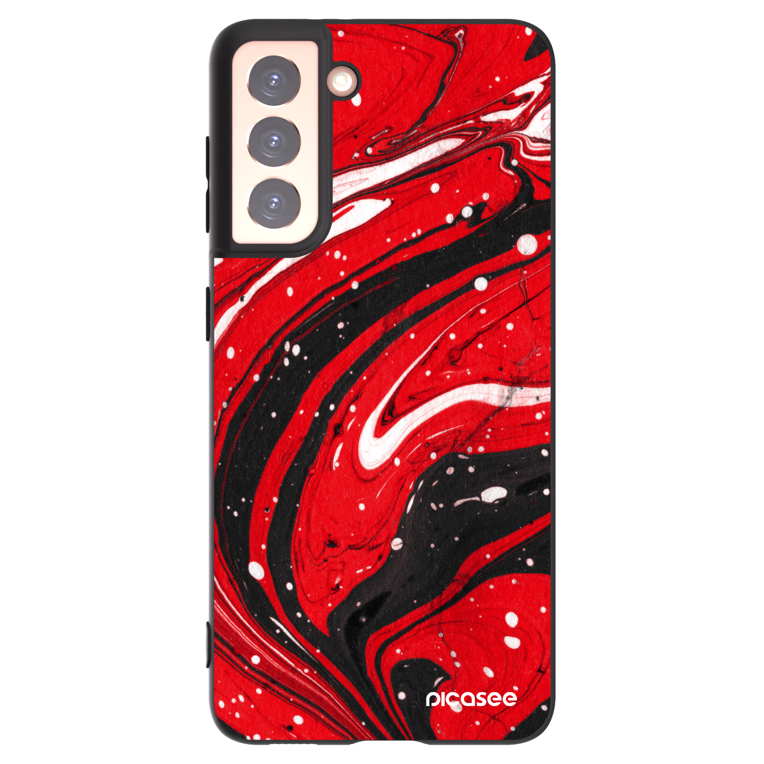 Picasee Μαύρη θήκη σιλικόνης για Samsung Galaxy S21 5G G991B - Red black