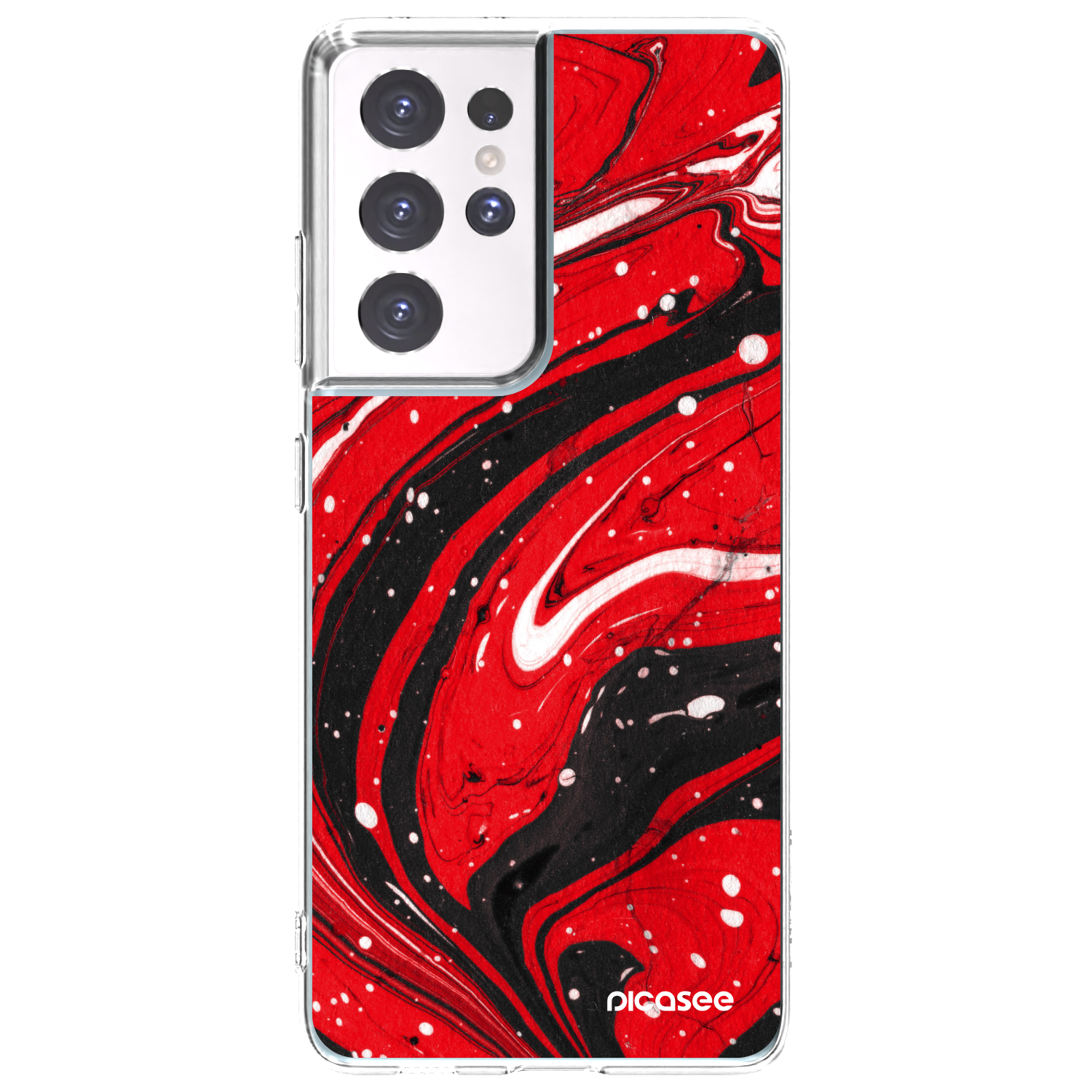Picasee διαφανής θήκη σιλικόνης Samsung Galaxy S21 Ultra 5G G998B - Red black
