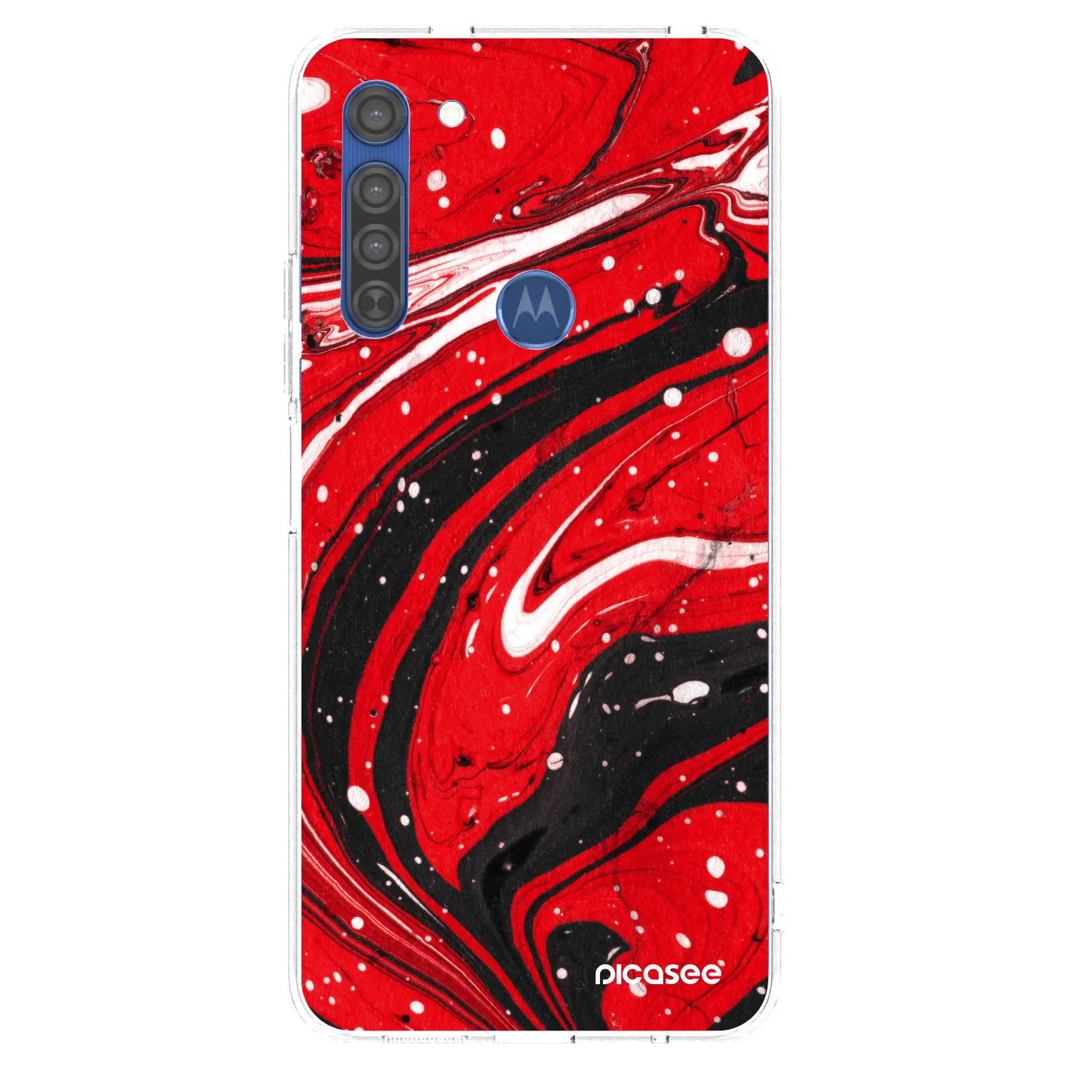 Picasee διαφανής θήκη σιλικόνης Motorola Moto G8 - Red black