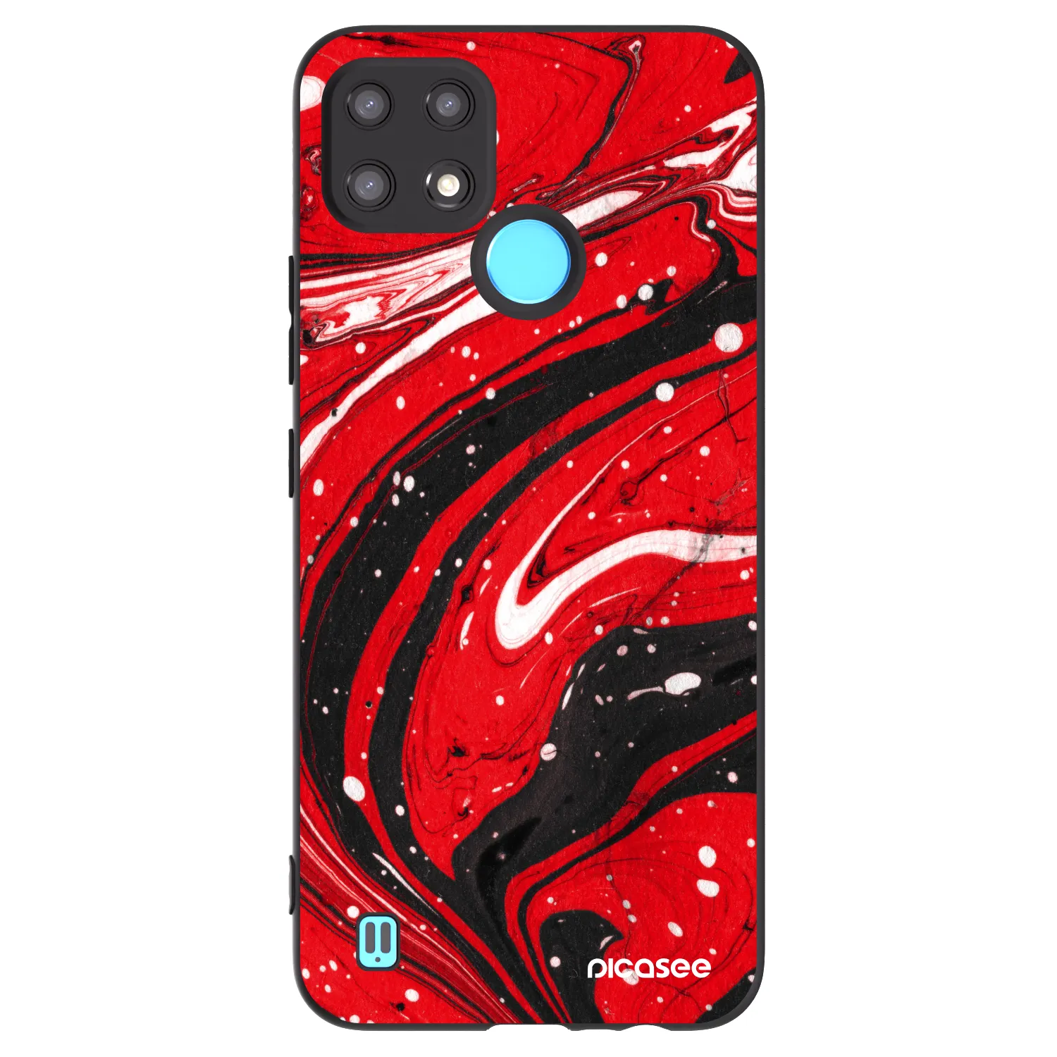 Picasee Μαύρη θήκη σιλικόνης για Realme C21 - Red black