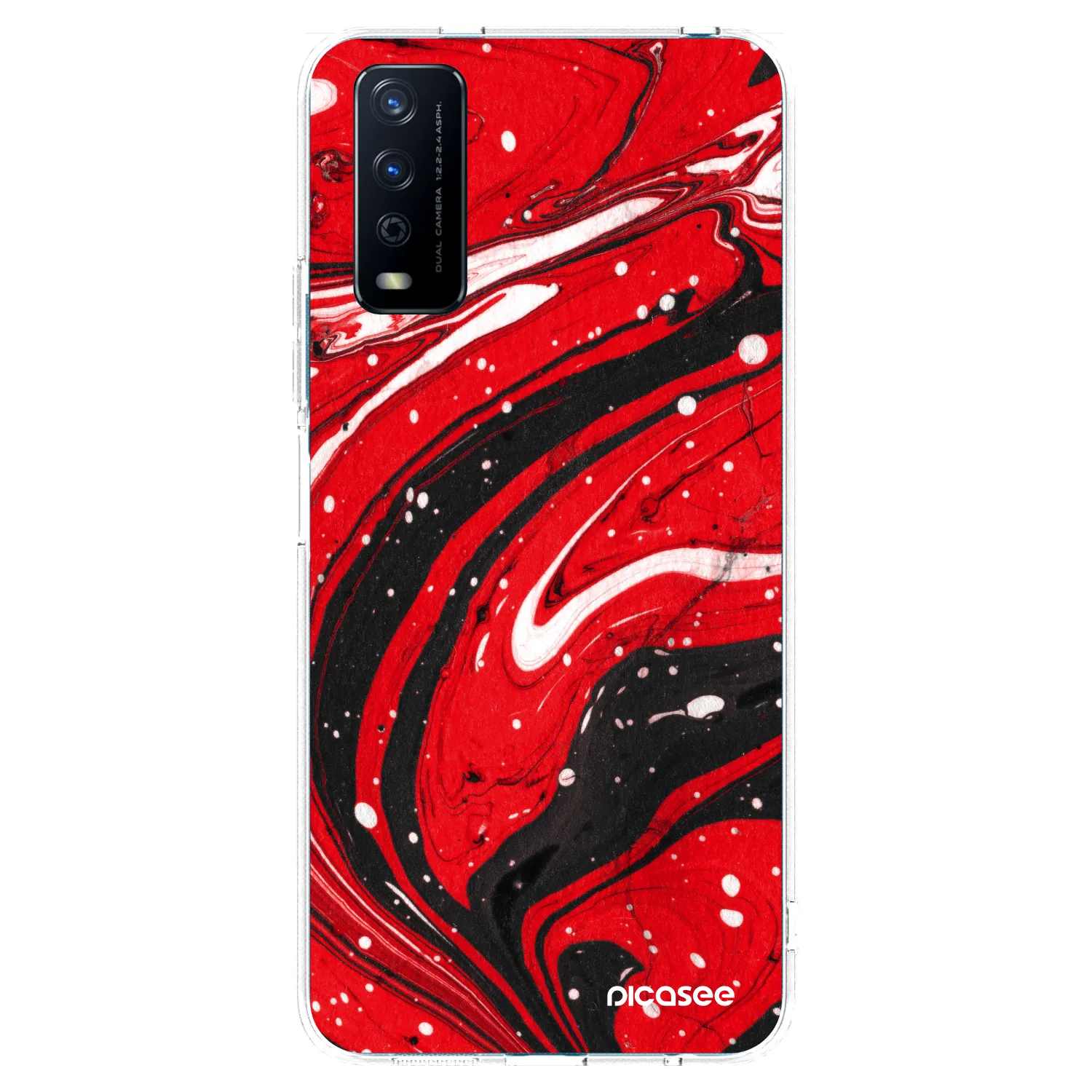 Picasee διαφανής θήκη σιλικόνης Vivo Y11s - Red black