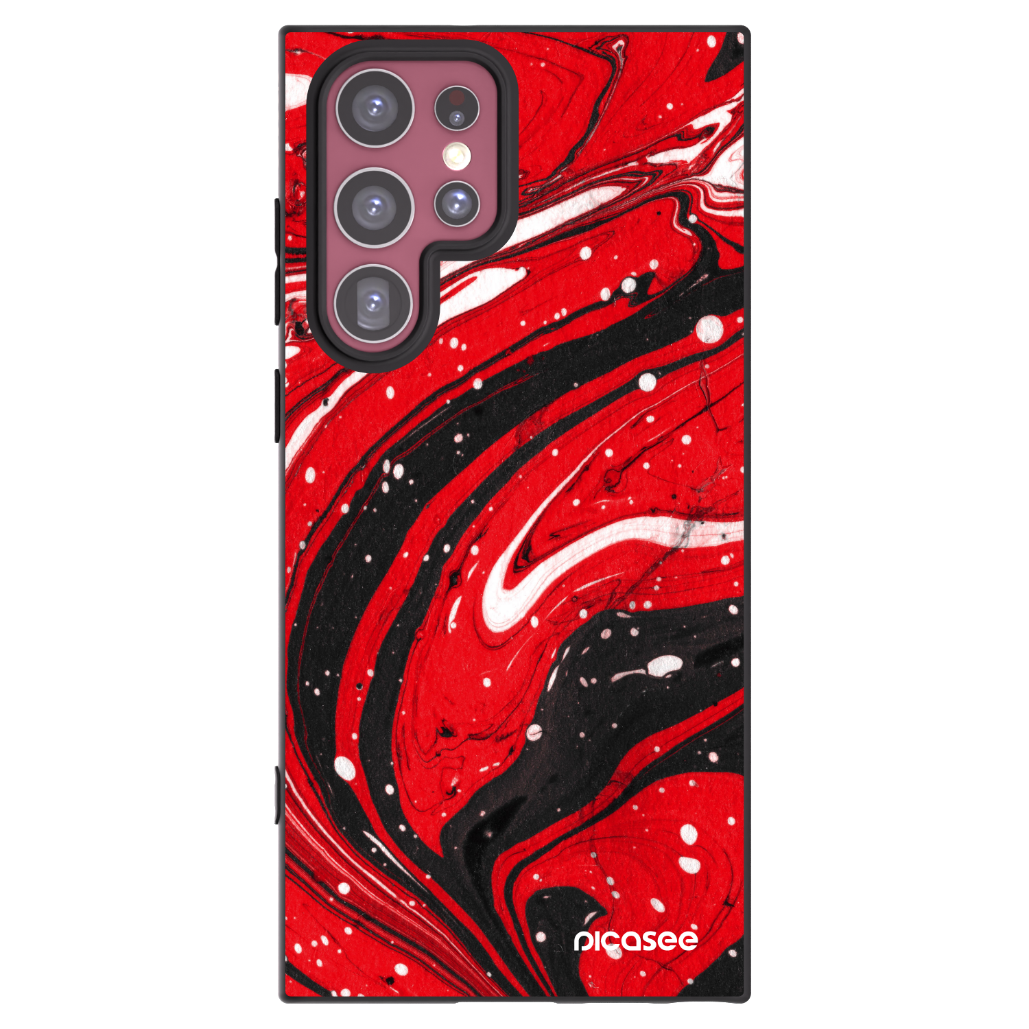 Picasee Μαύρη θήκη σιλικόνης για Samsung Galaxy S22 Ultra 5G - Red black