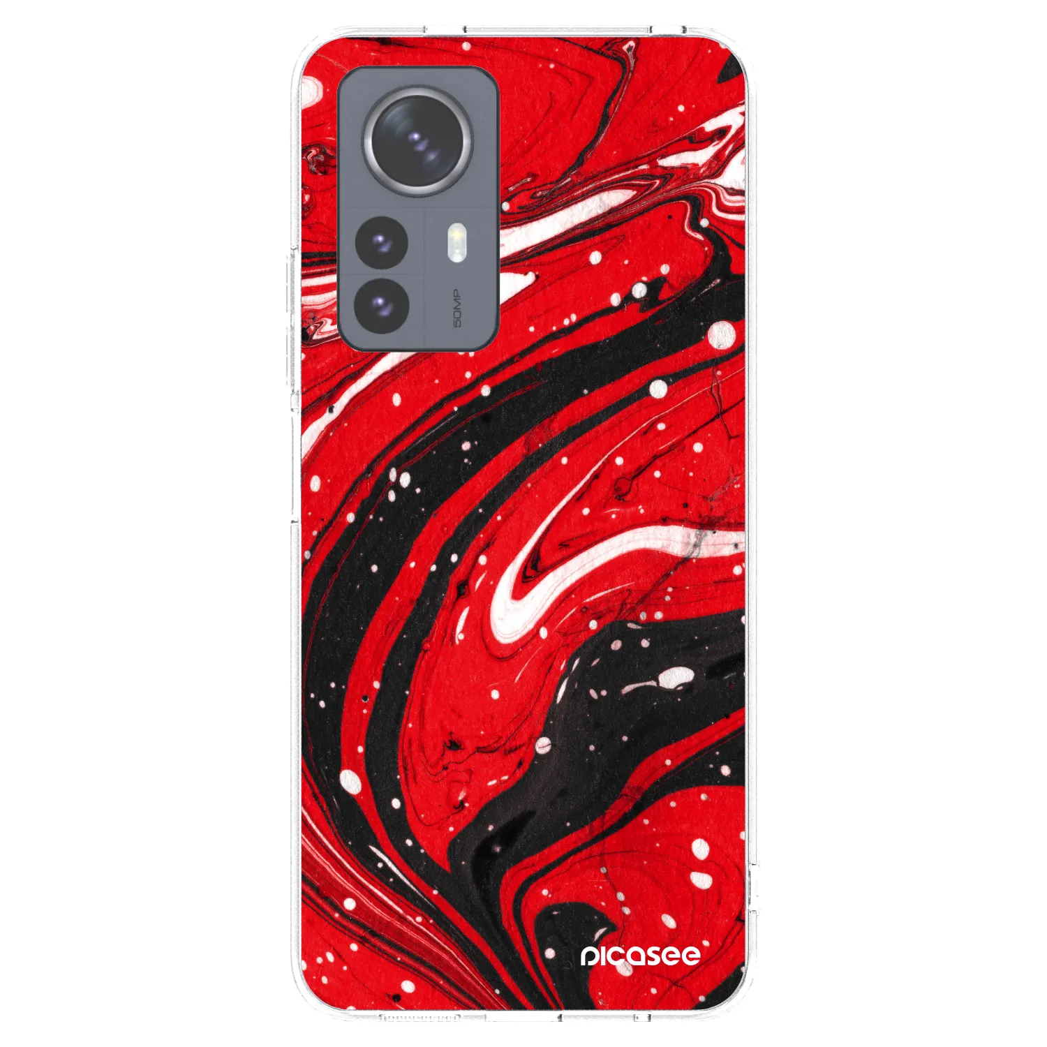 Picasee διαφανής θήκη σιλικόνης Xiaomi 12 Pro - Red black