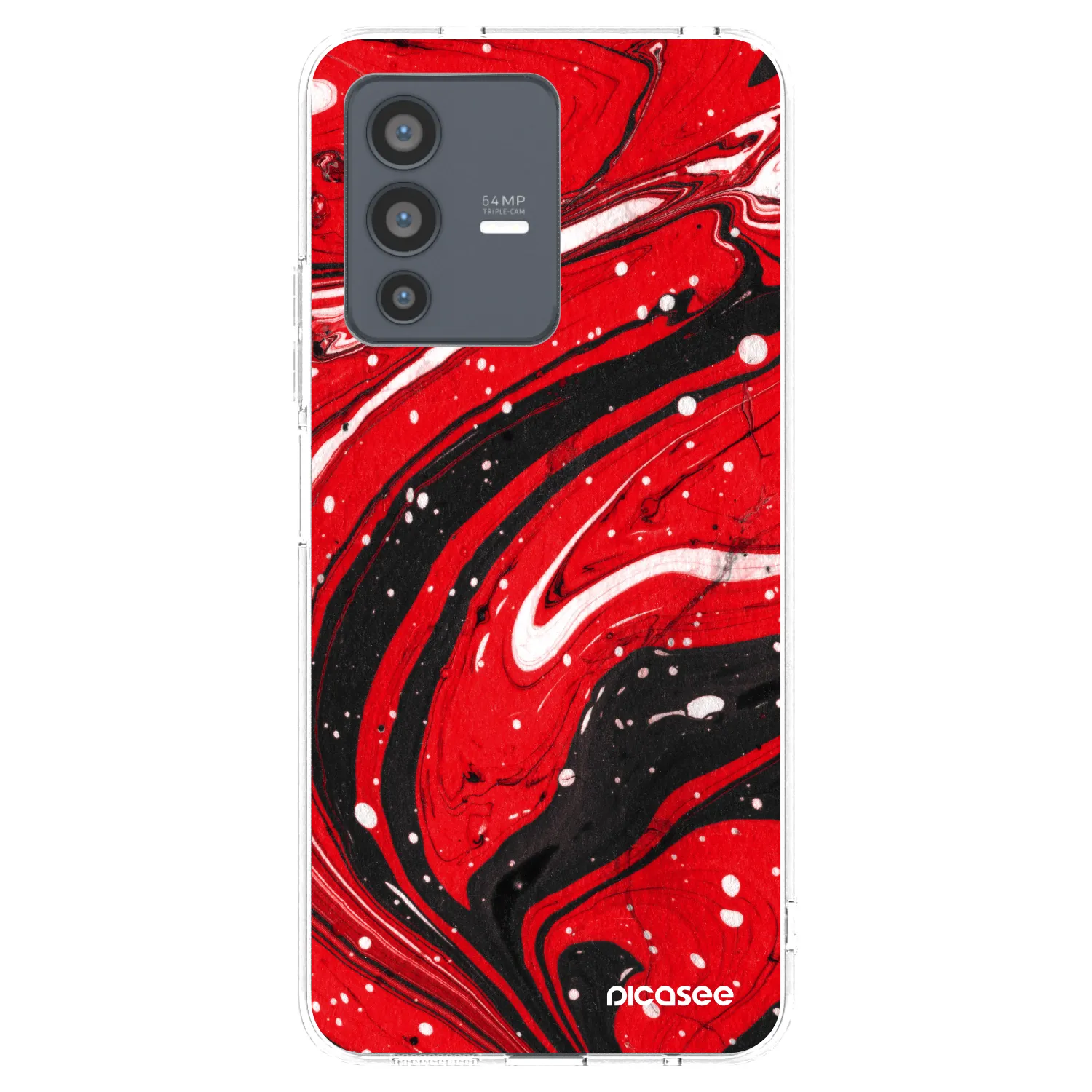 Picasee διαφανής θήκη σιλικόνης Vivo V23 5G - Red black