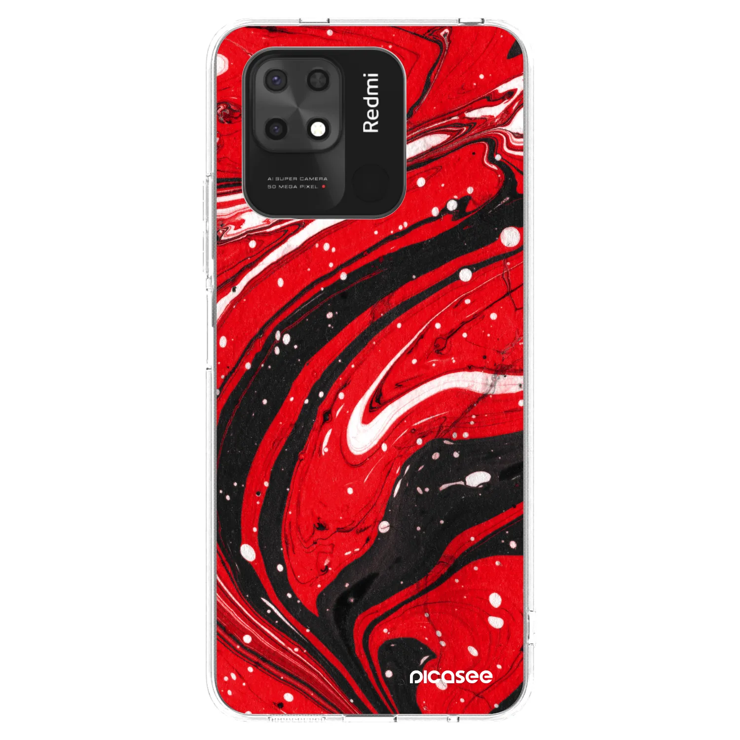 Picasee διαφανής θήκη σιλικόνης Xiaomi Redmi 10C - Red black
