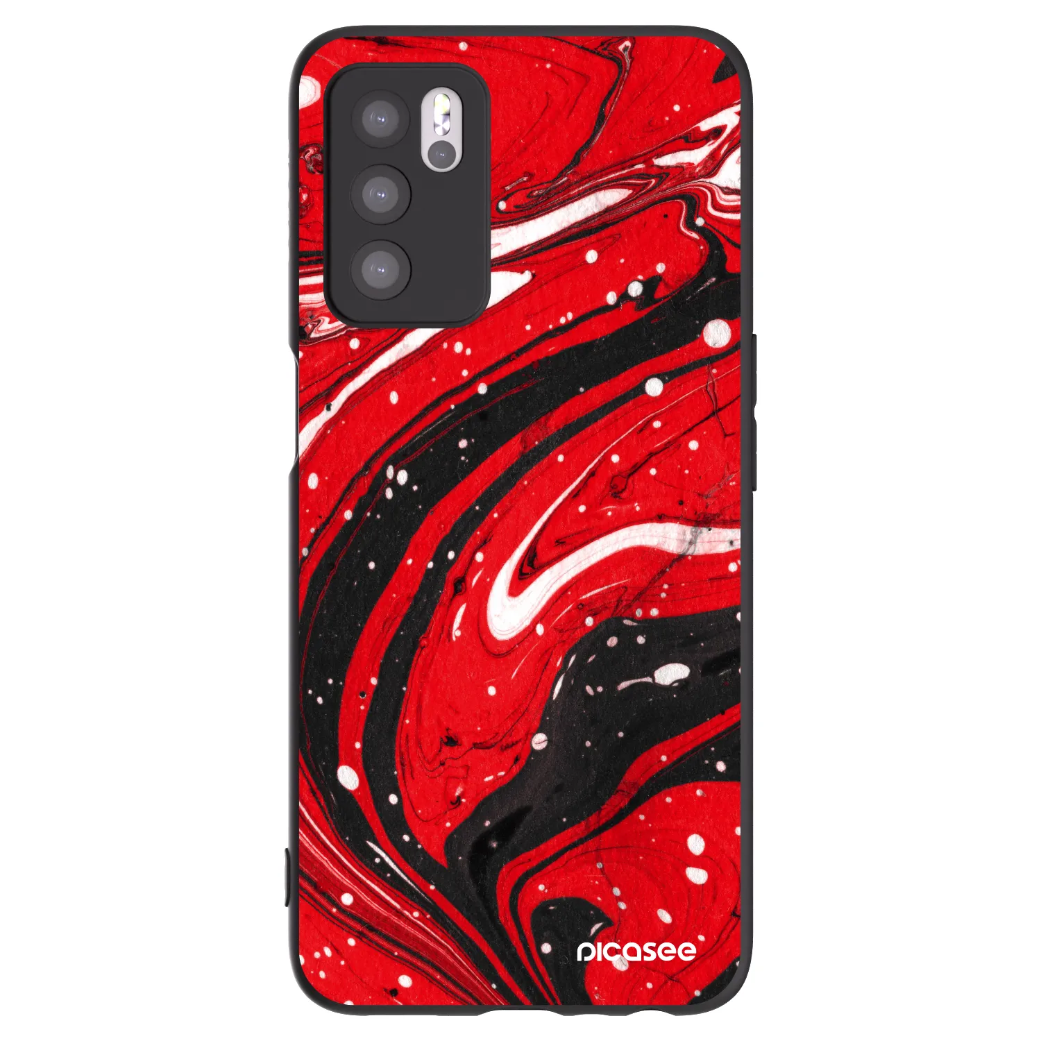 Picasee Μαύρη θήκη σιλικόνης για OPPO A16 - Red black
